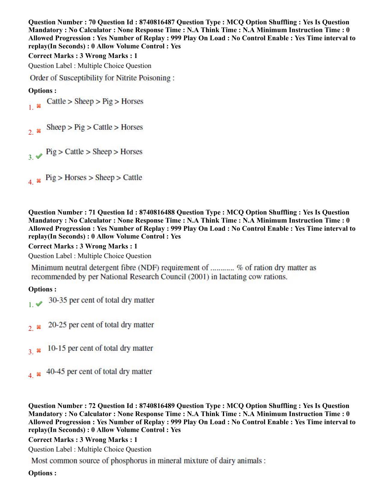 BHU RET Animal Nutrition  2020 Question Paper  - Page 40