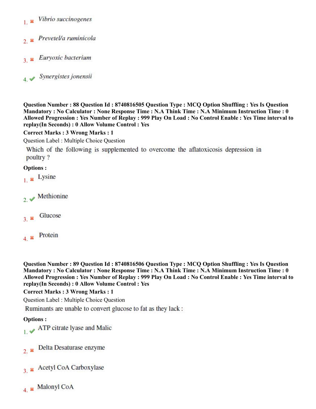 BHU RET Animal Nutrition  2020 Question Paper  - Page 47