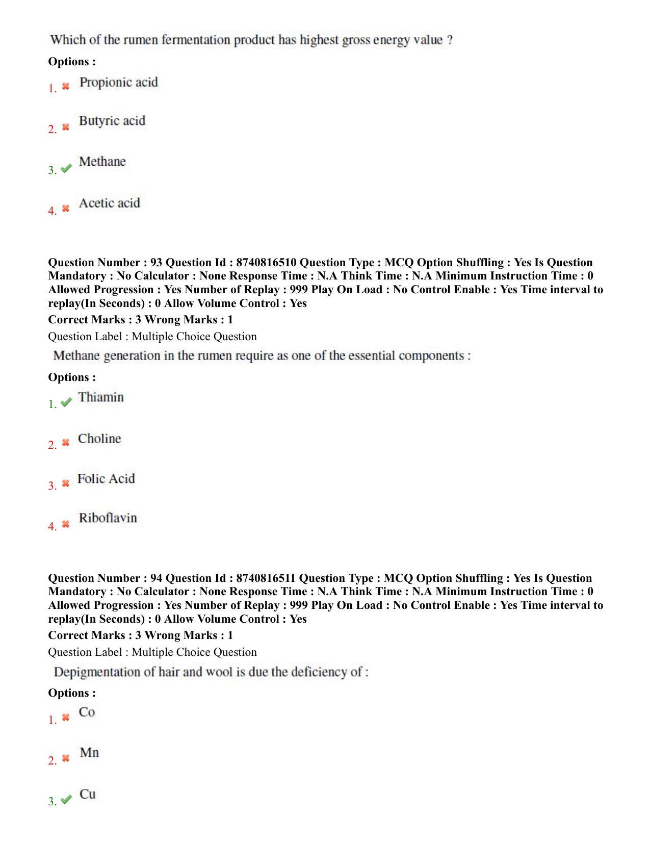 BHU RET Animal Nutrition  2020 Question Paper  - Page 49