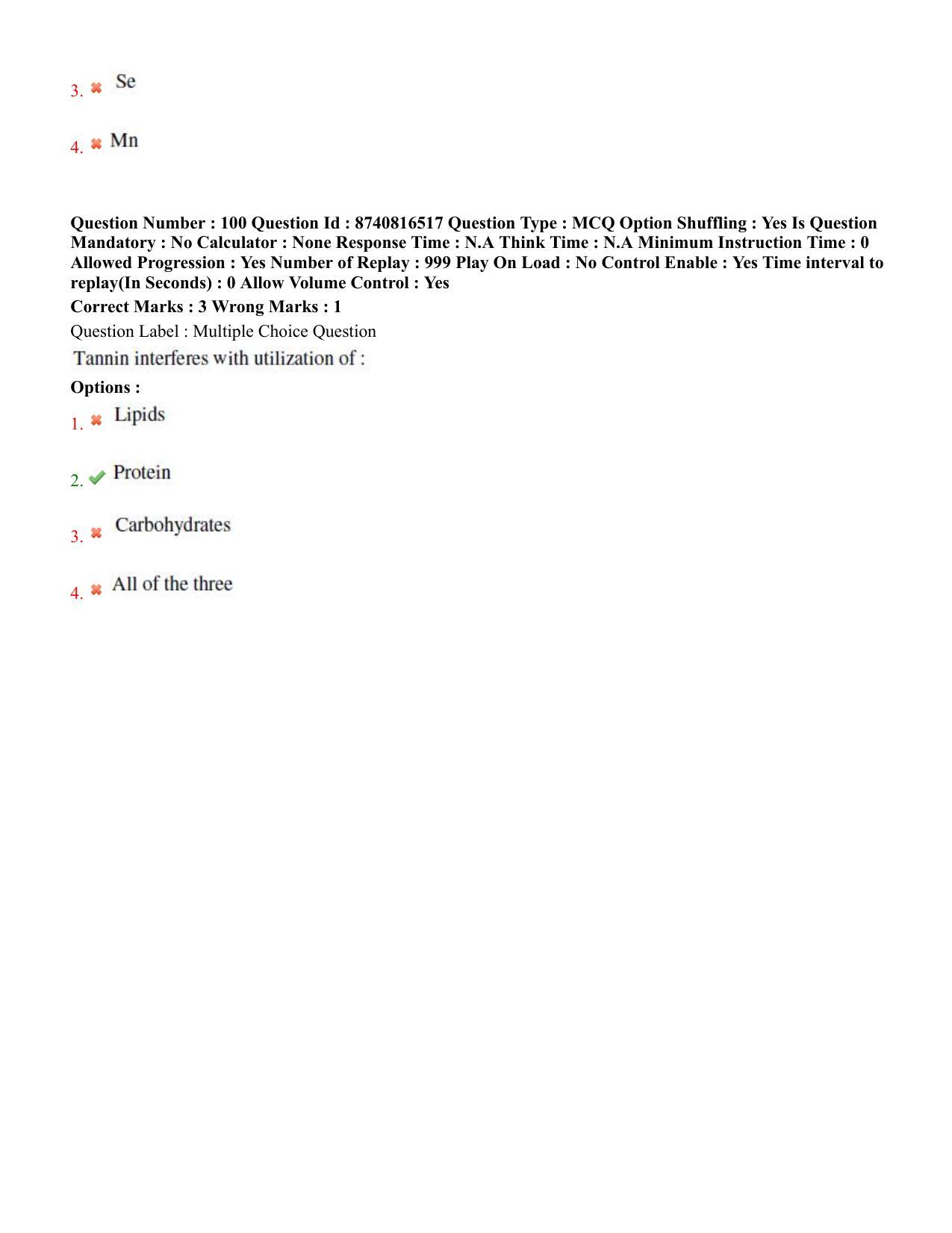 BHU RET Animal Nutrition  2020 Question Paper  - Page 52