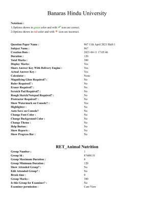 BHU RET Animal Nutrition  2020 Question Paper 