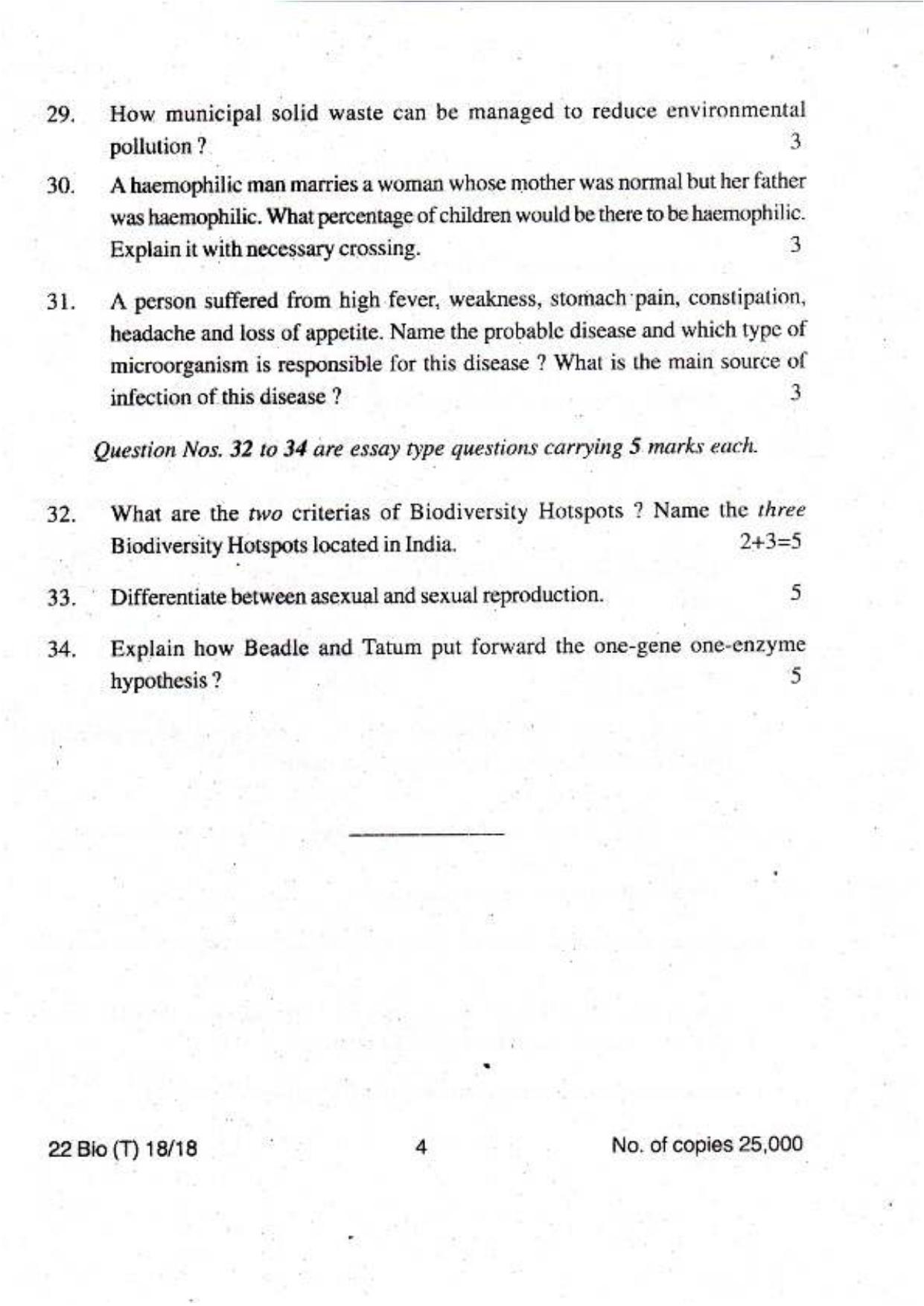 COHSEM Class 12 Biology 2018 Question Papers - Page 4