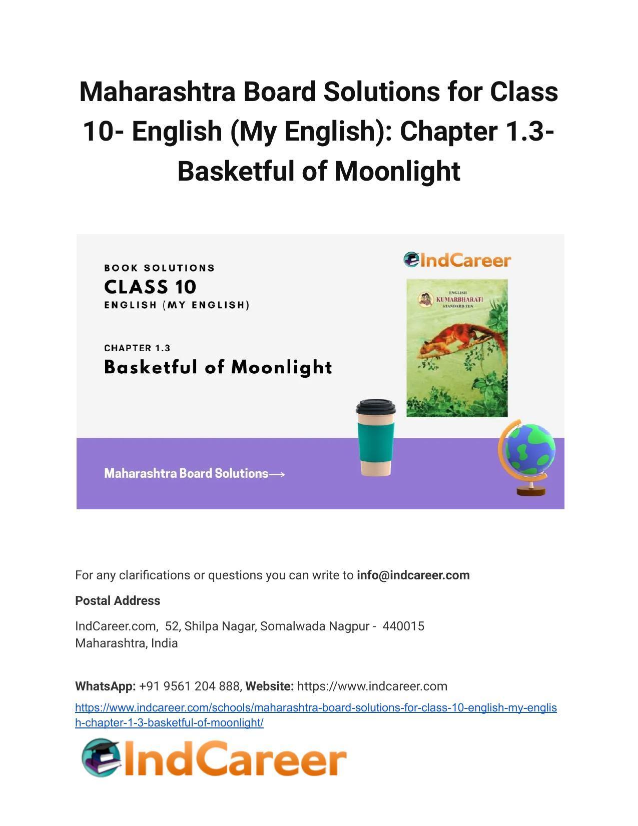 Maharashtra Board Solutions for Class 10- English (My English): Chapter 1.3- Basketful of Moonlight - Page 1