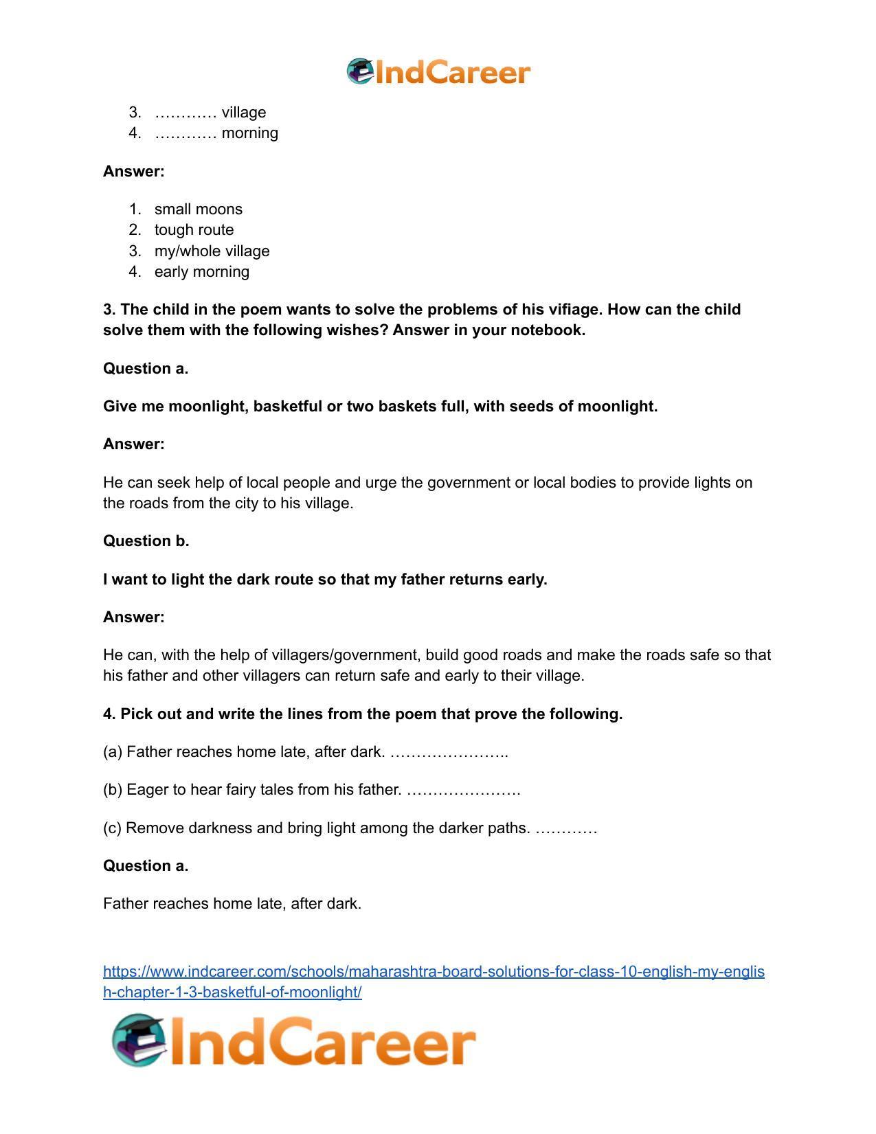 Maharashtra Board Solutions for Class 10- English (My English): Chapter 1.3- Basketful of Moonlight - Page 6