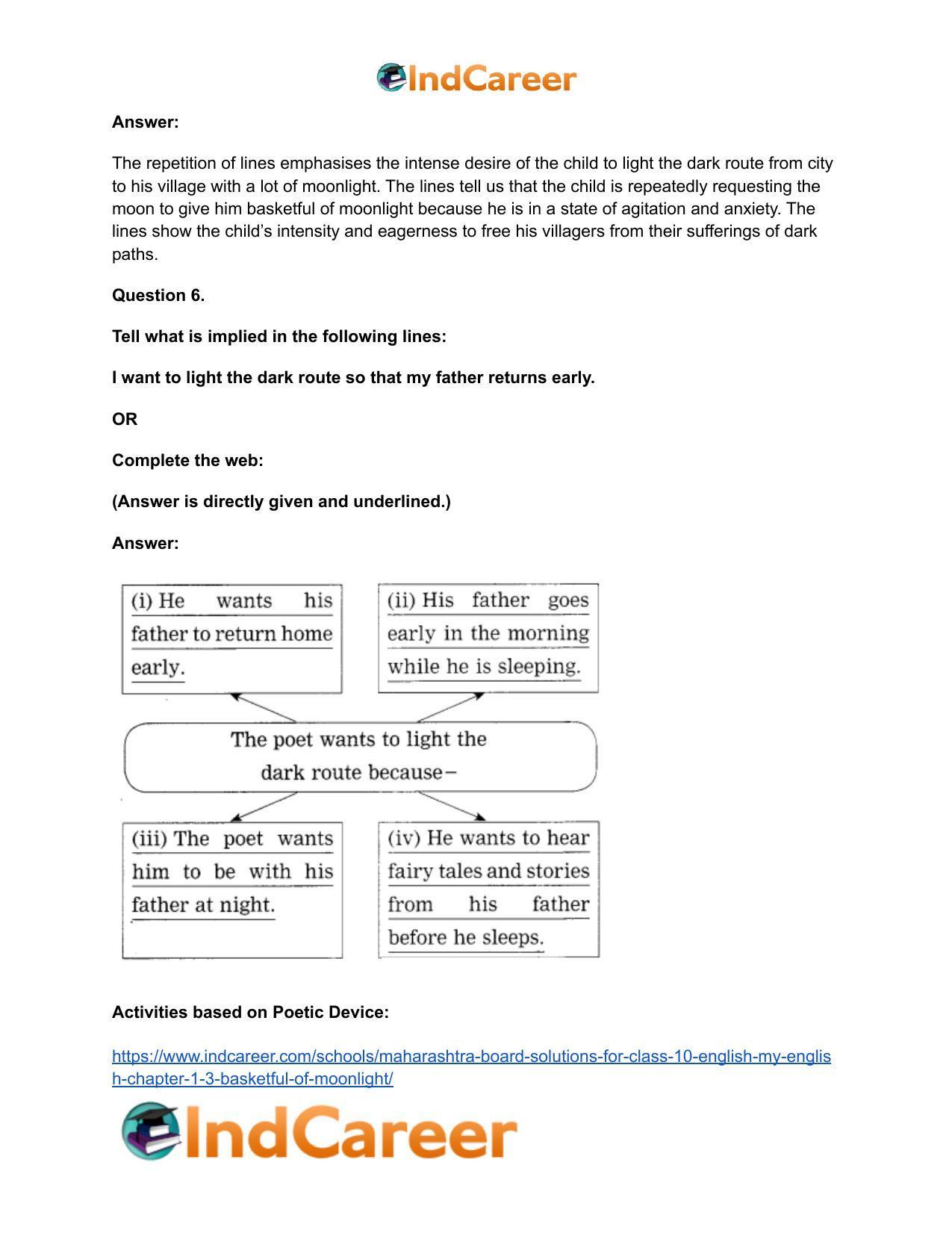 Maharashtra Board Solutions for Class 10- English (My English): Chapter 1.3- Basketful of Moonlight - Page 14