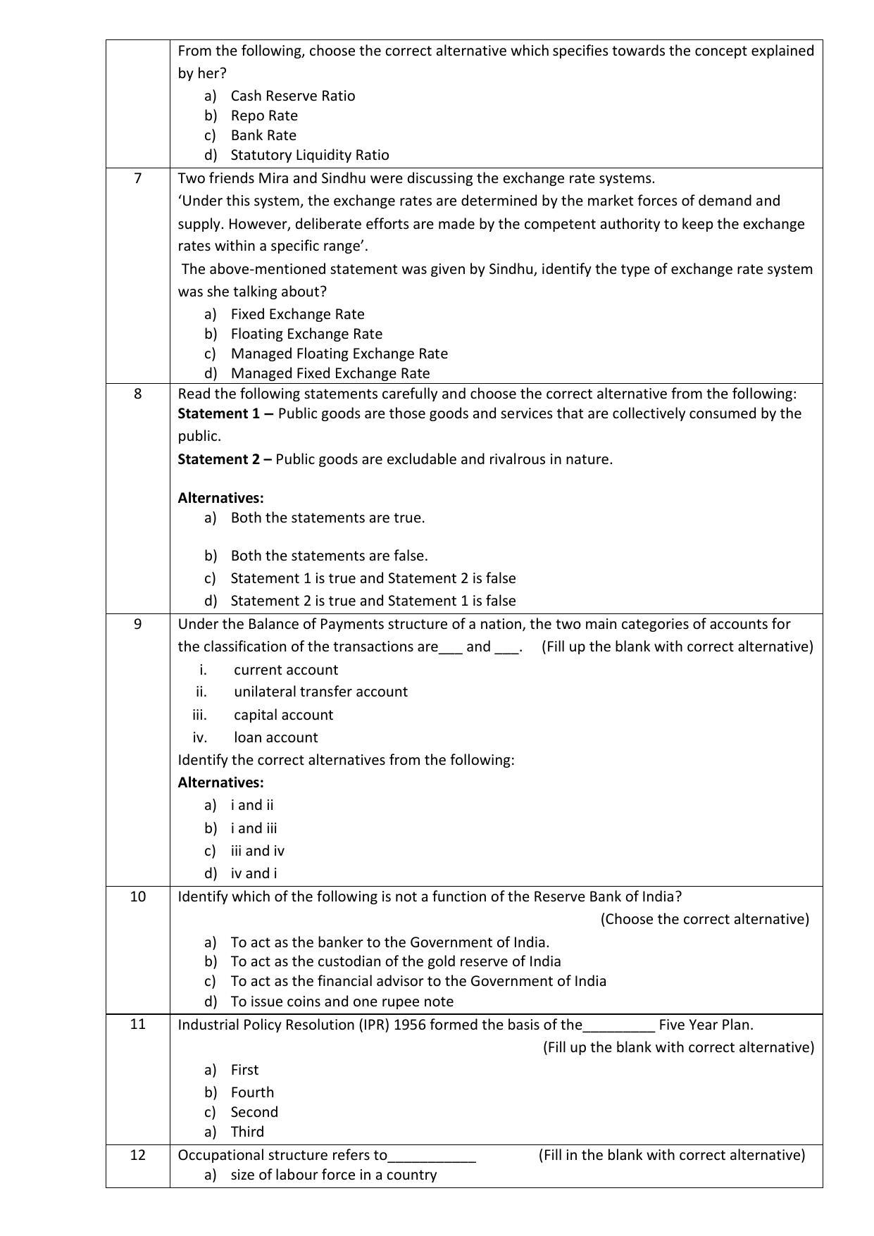 CBSE Class 12th Economics Sample Question Paper 2021-22 - Page 2
