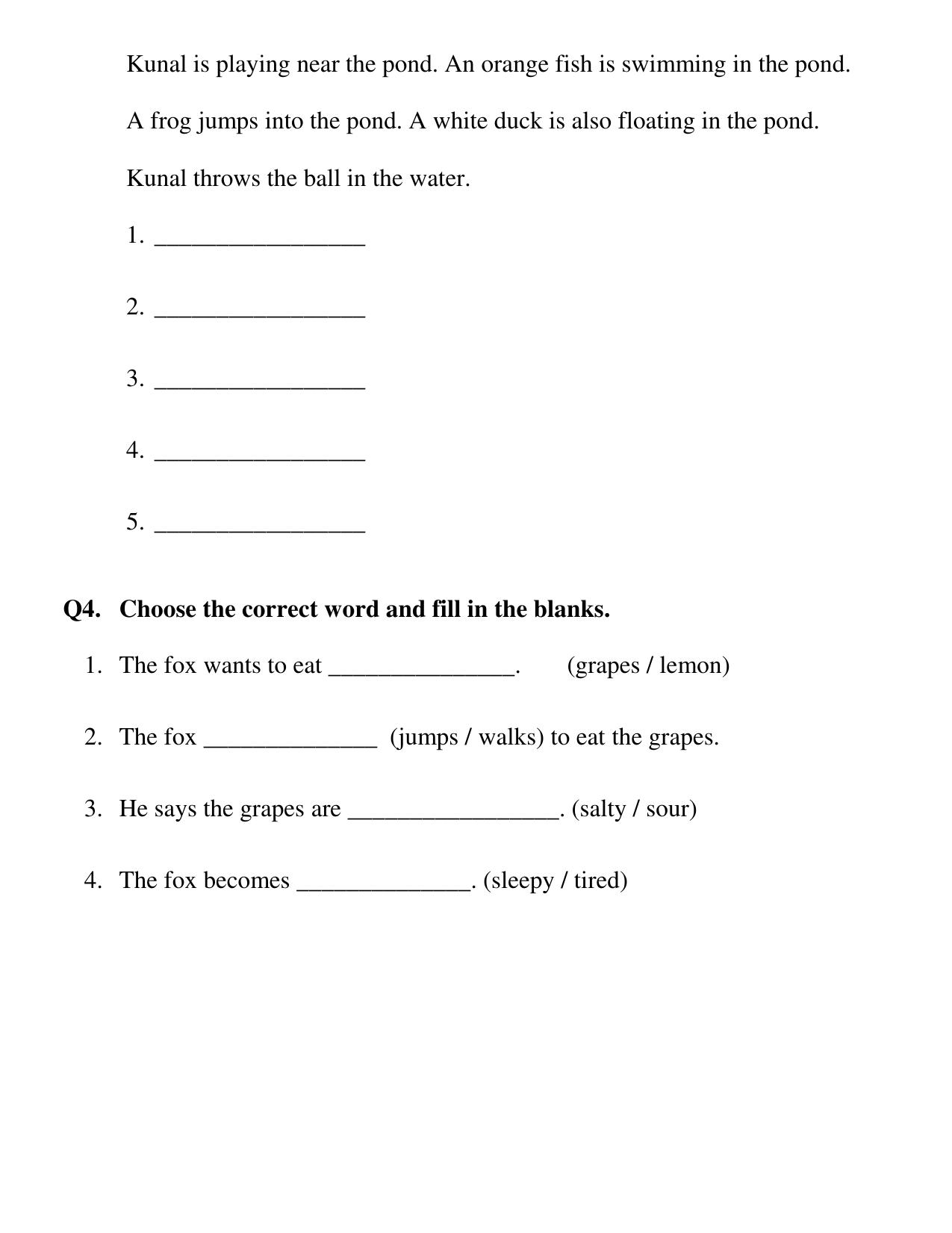 Worksheet for Class 1 English Assignment 78 - Page 2