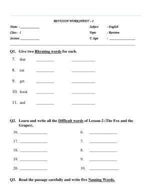 Worksheet for Class 1 English Assignment 78