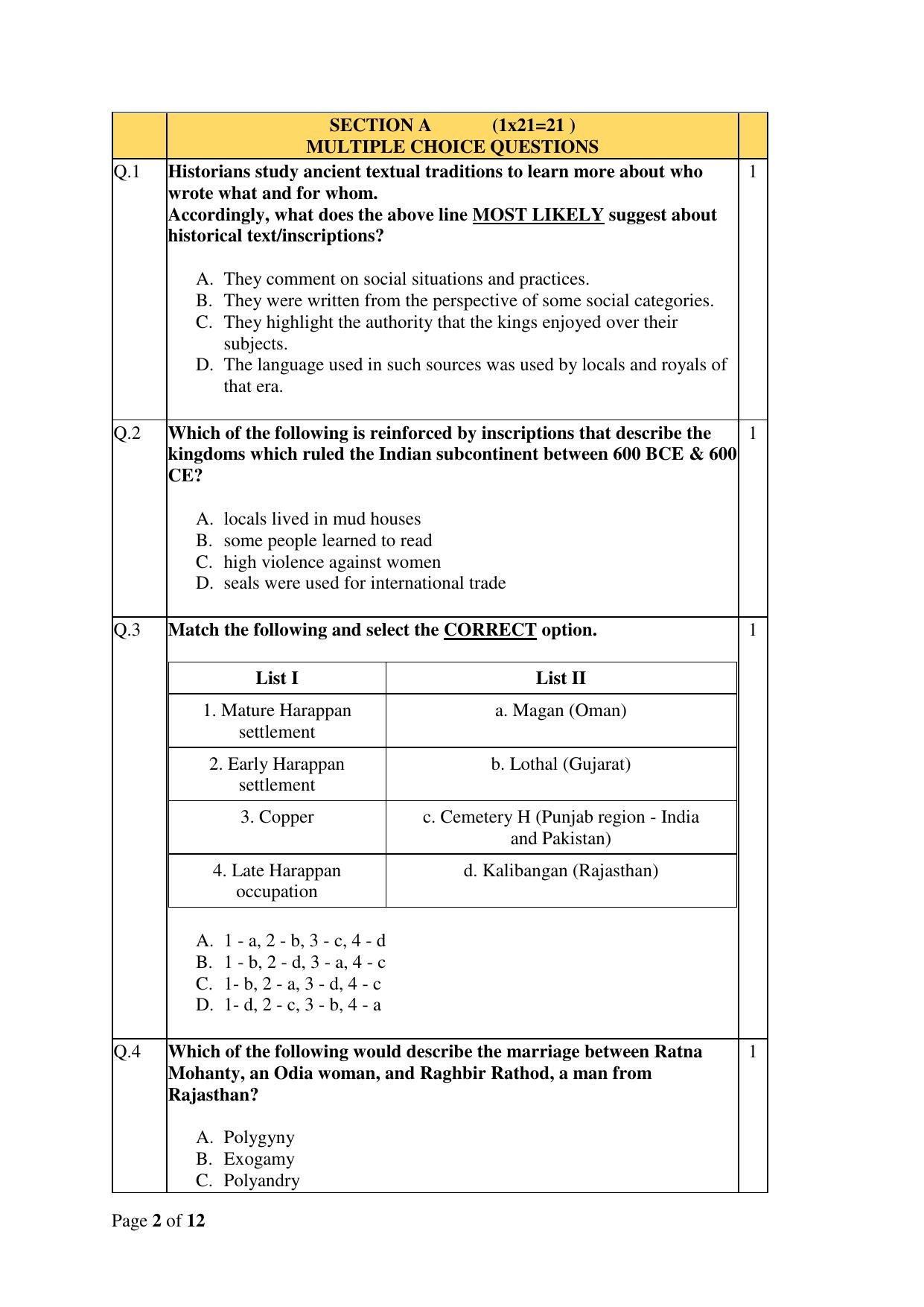 CBSE Class 12 History Practice Questions 2022-23 - Page 2