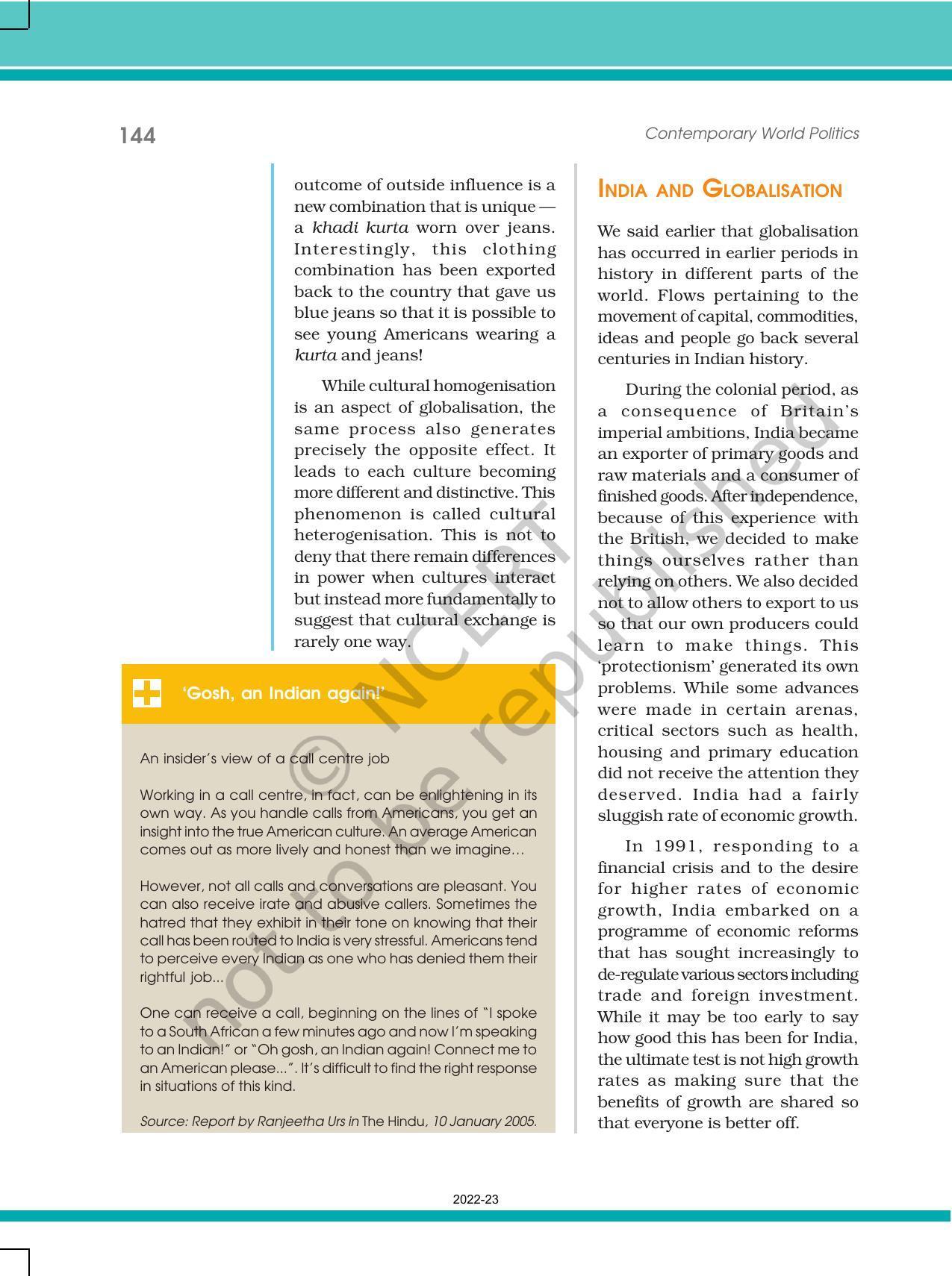 NCERT Book for Class 12 Political Science Chapter 9 Globalisation - Page 10