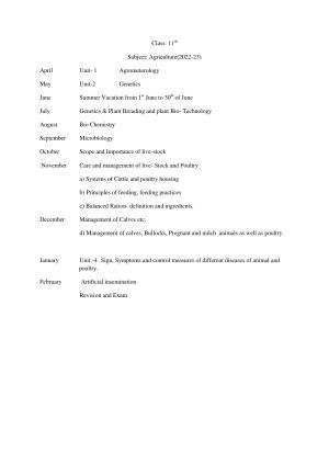 Haryana Board Class 11 Agriculture Syllabus 2023