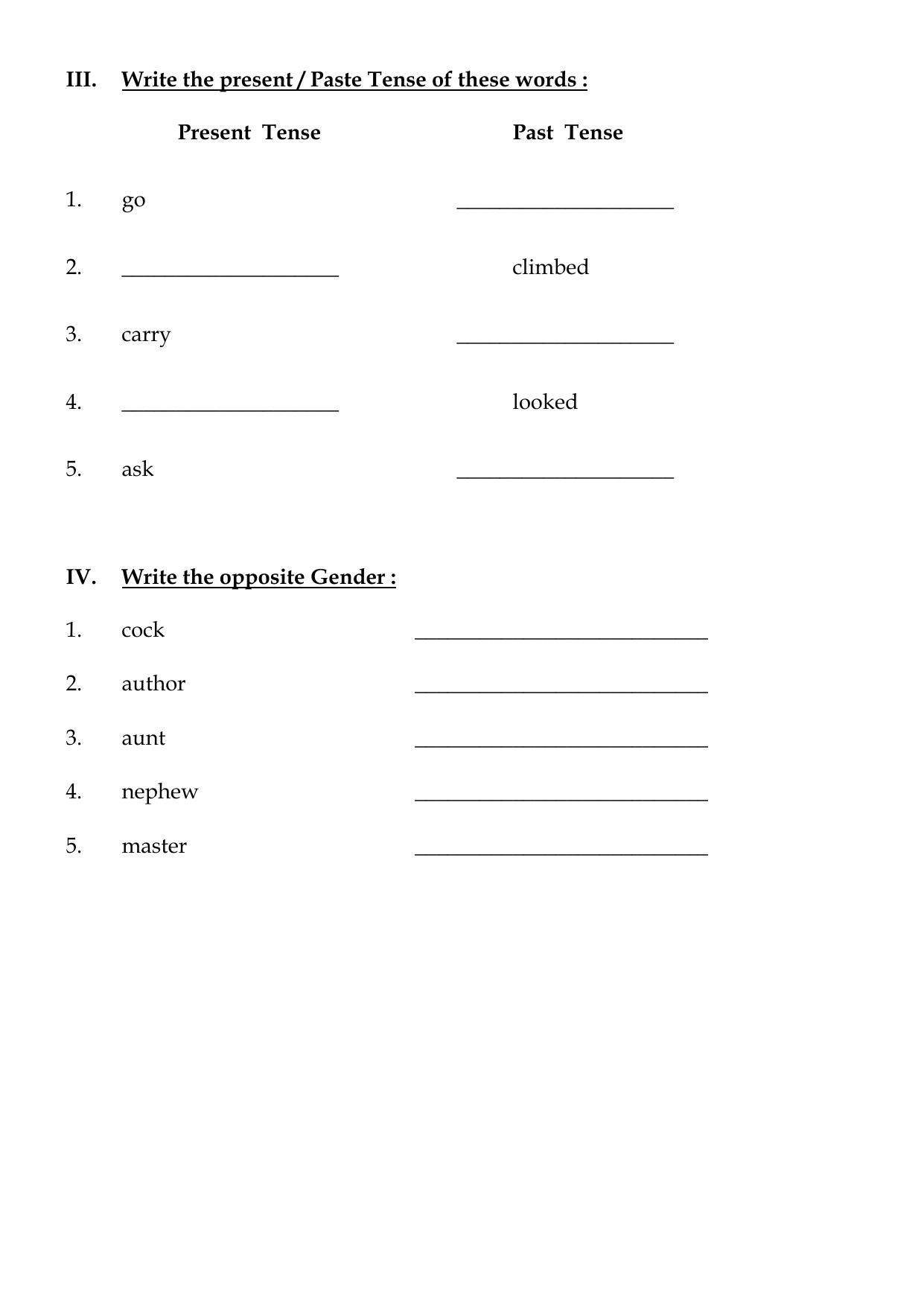 Worksheet for Class 3 English He is My Brother Assignment I - Page 2