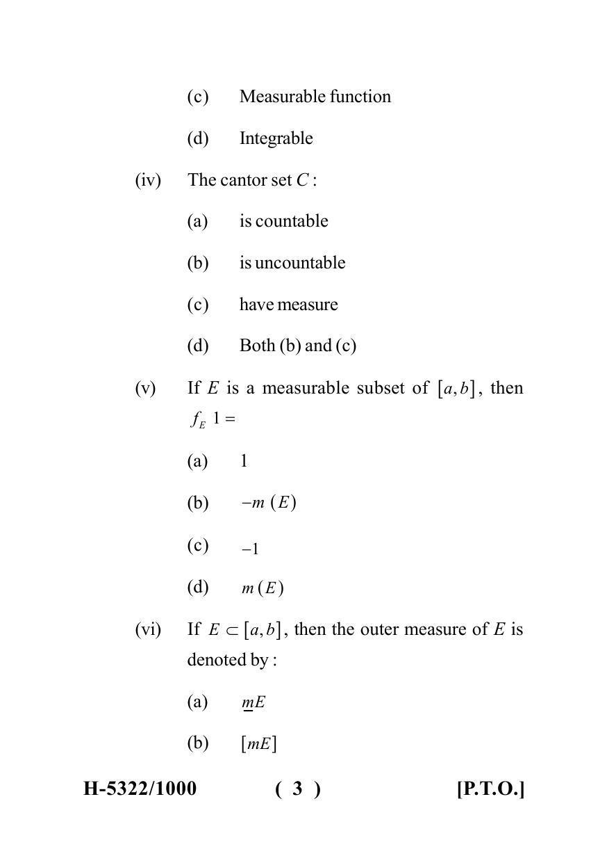  Sarguja University Question Paper July-2022 :   M.Sc.In Mathematics (Second Sem.)Real Analysis II Paper 1 - Page 3