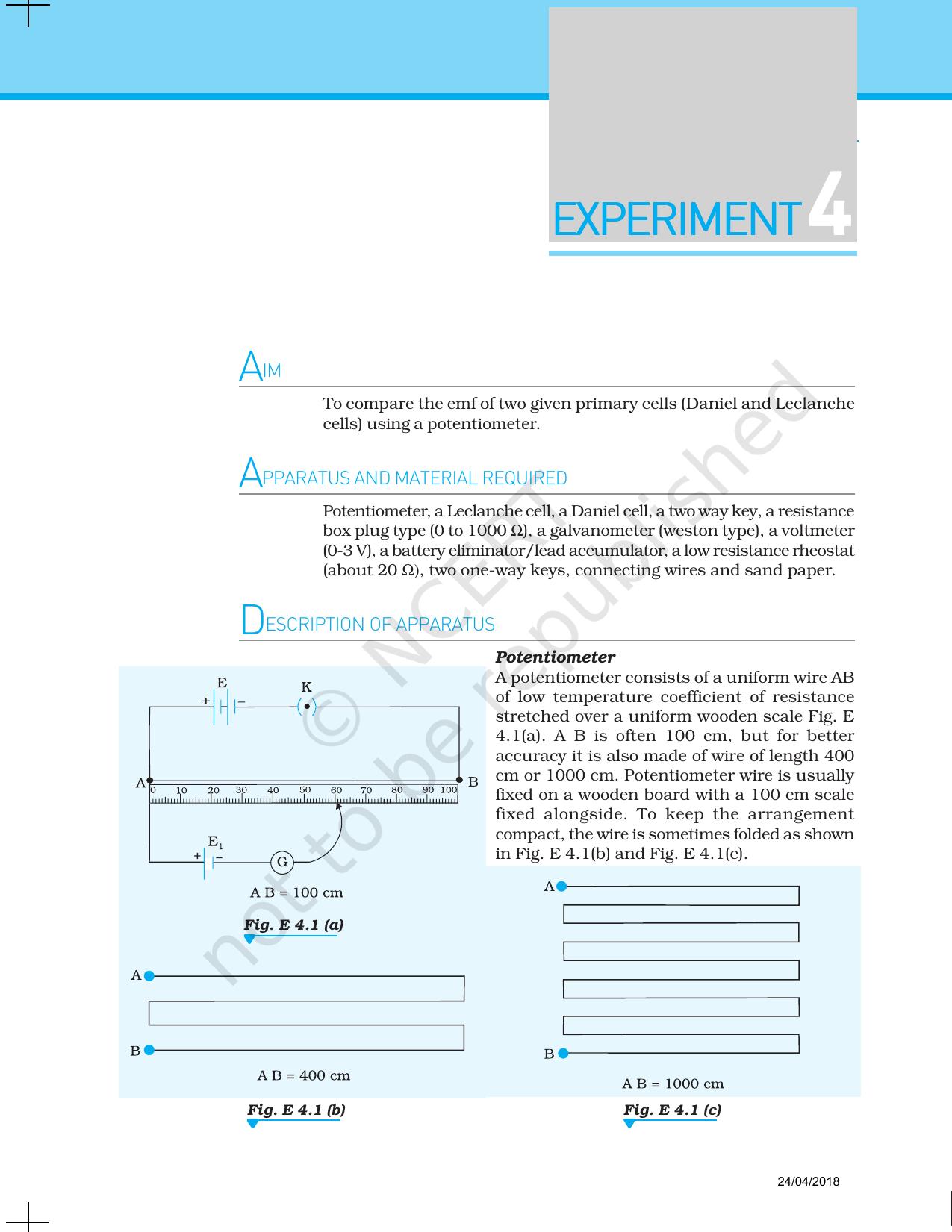 NCERT Laboratory Manuals for Class XII Physics - Experiment 4 - Page 1