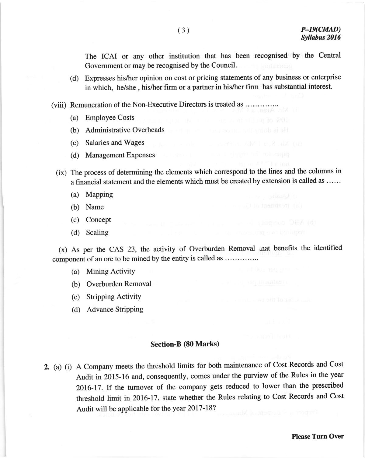 ICMAI June 2018 Cost and Management Audit Question Paper (Final) - Page 3