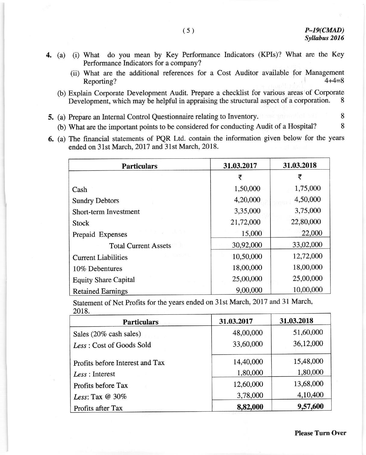 ICMAI June 2018 Cost and Management Audit Question Paper (Final) - Page 5