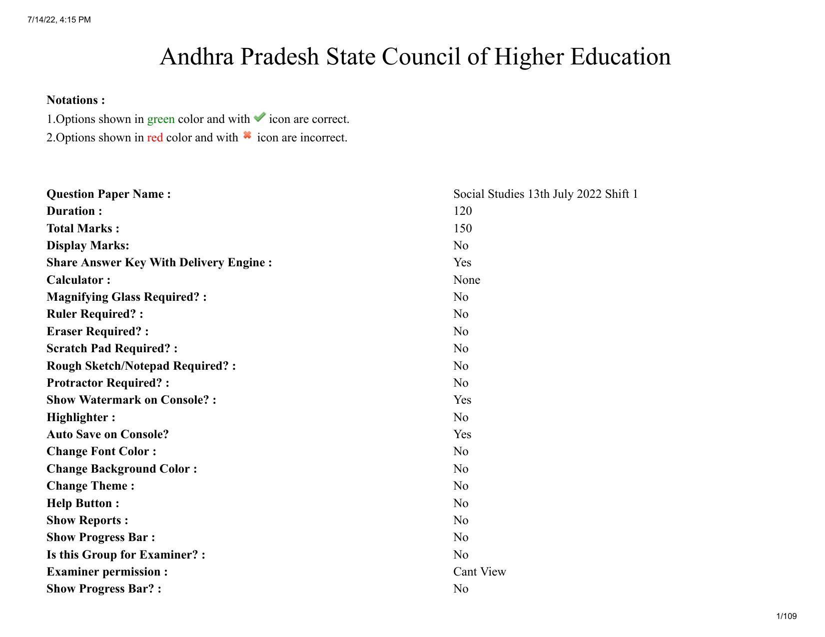 AP EDCET 2022 Social Studies Question Paper Shift 1 - Page 1