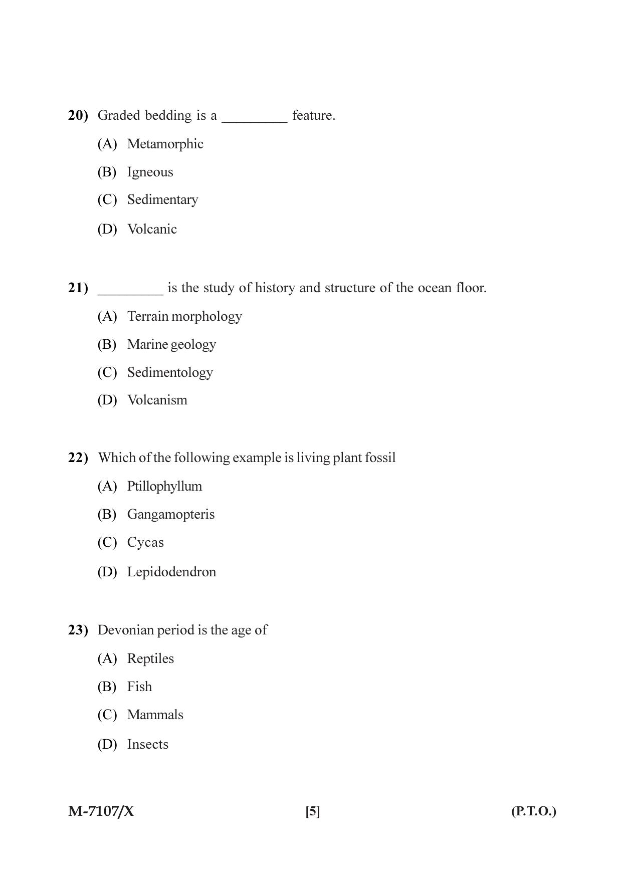 Mysore University PG Entrance Exam 2019: Geology Applied Geology Question Paper - Page 5
