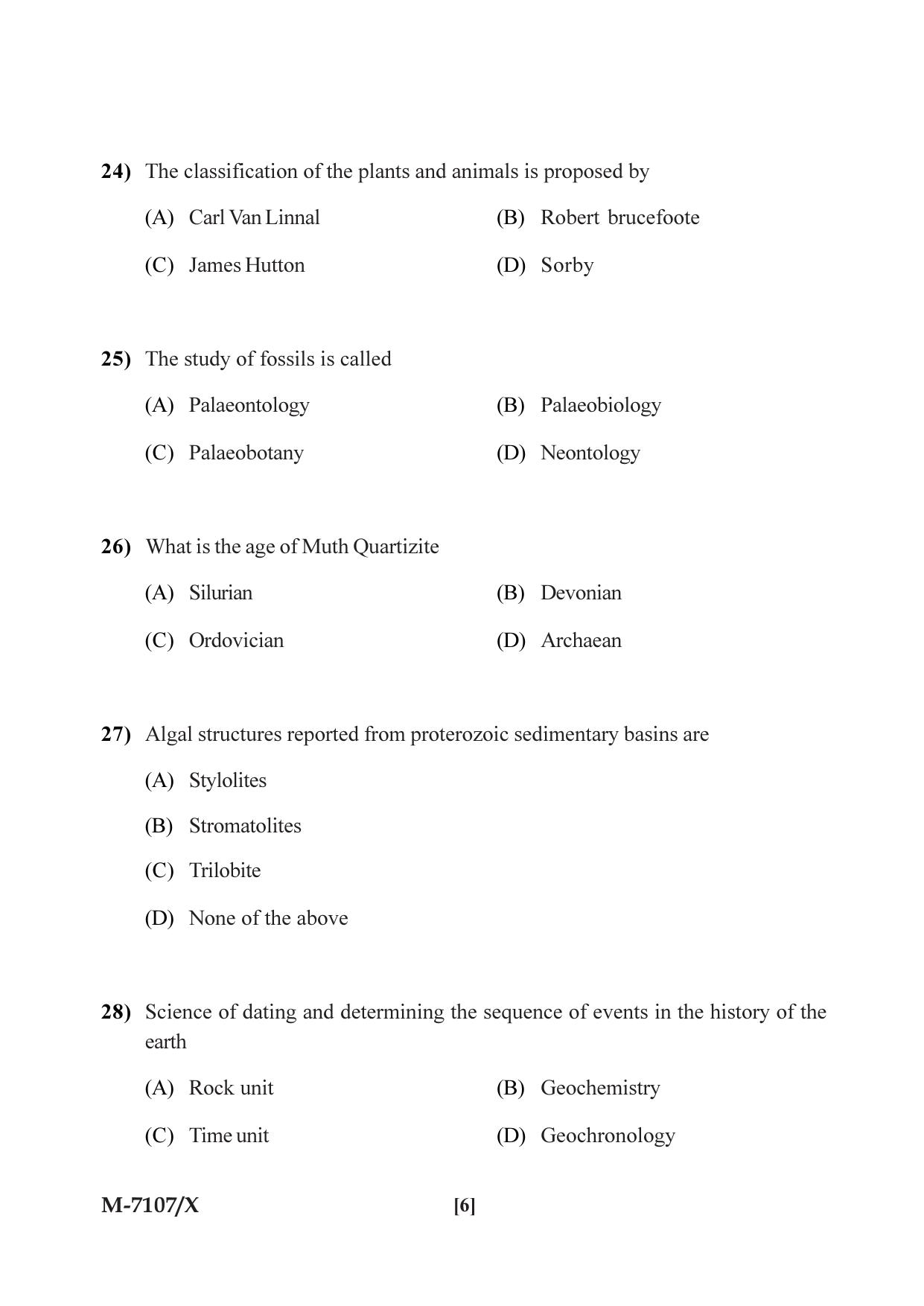 Mysore University PG Entrance Exam 2019: Geology Applied Geology Question Paper - Page 6