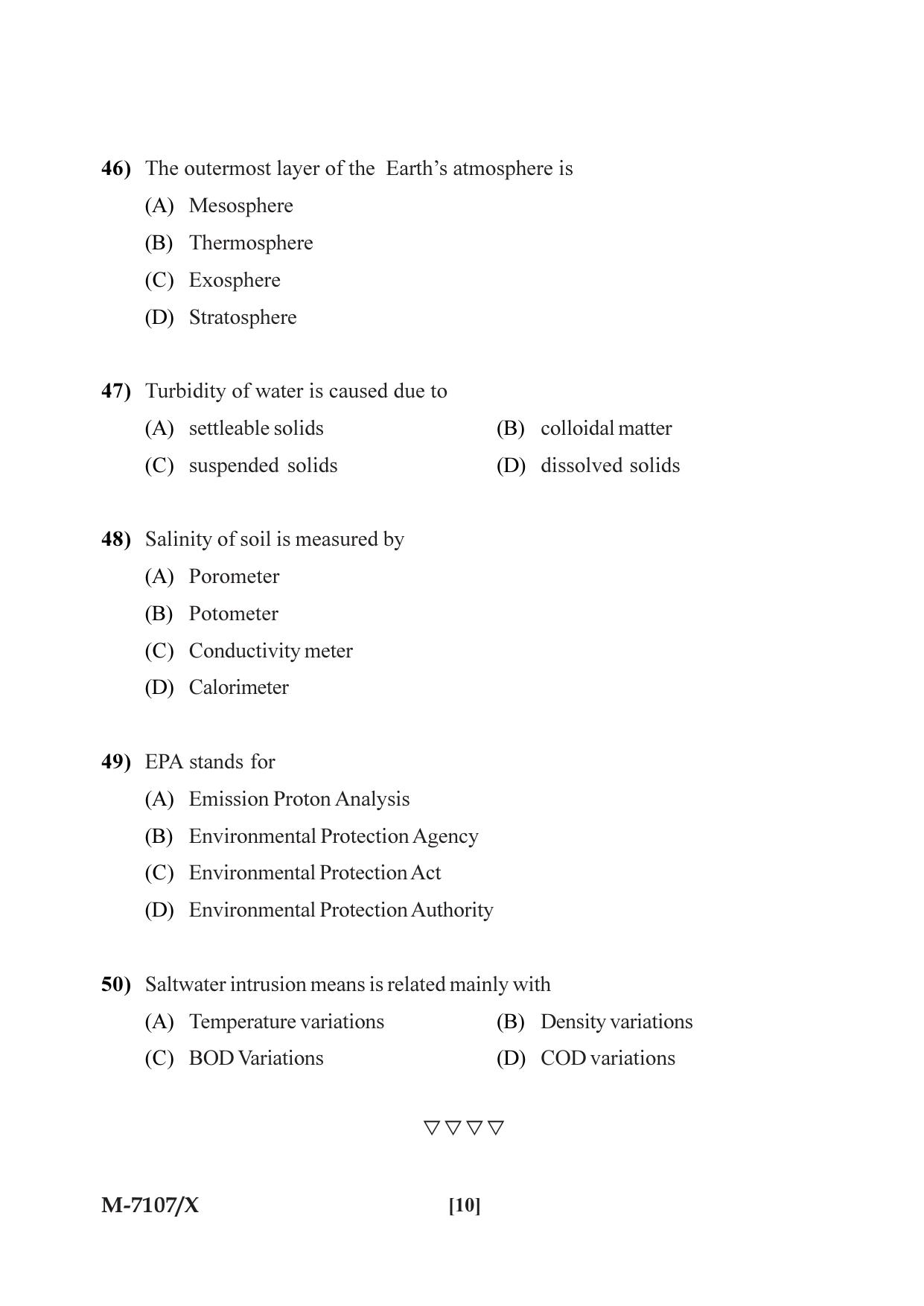 Mysore University PG Entrance Exam 2019: Geology Applied Geology Question Paper - Page 10