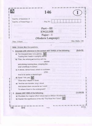 AP Inter 2nd Year English-I(ML) Model Paper 2022 