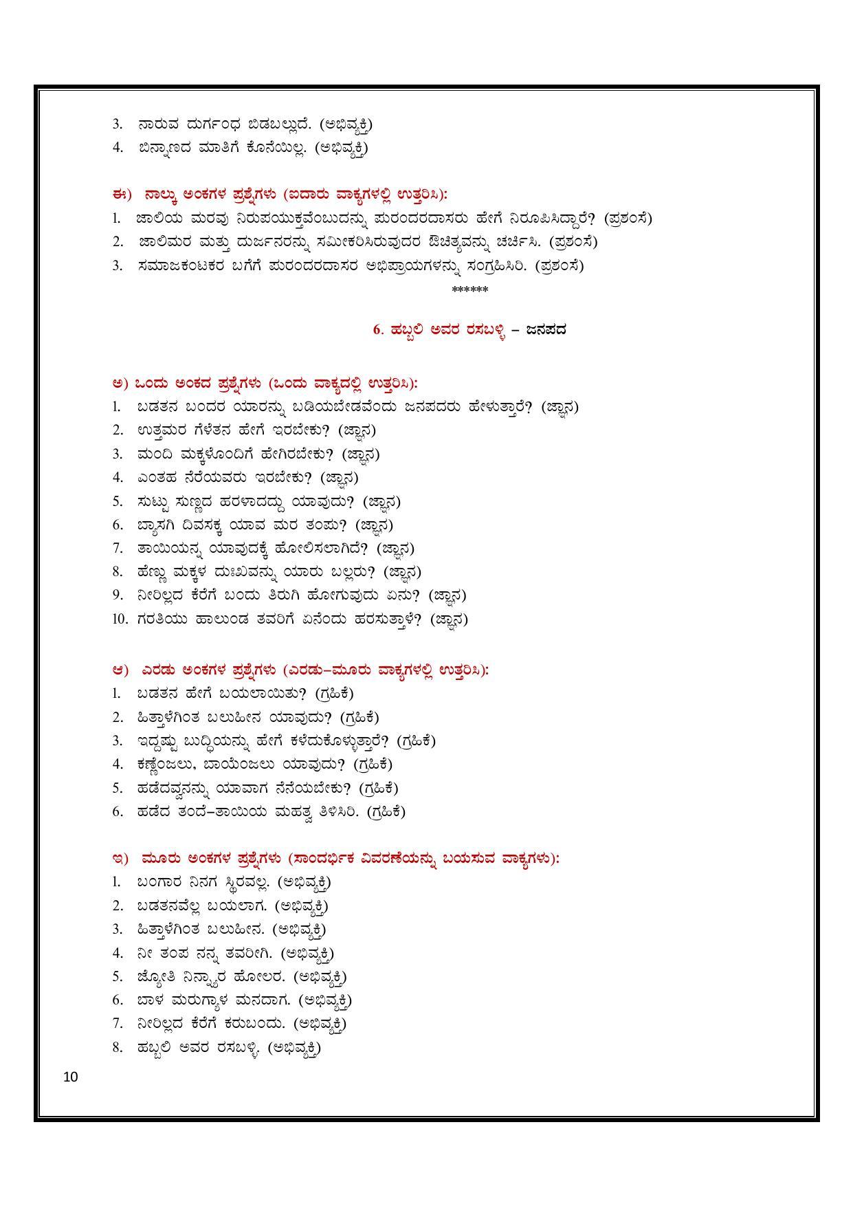 Karnataka 2nd PUC Question Bank for Kannada - Page 10