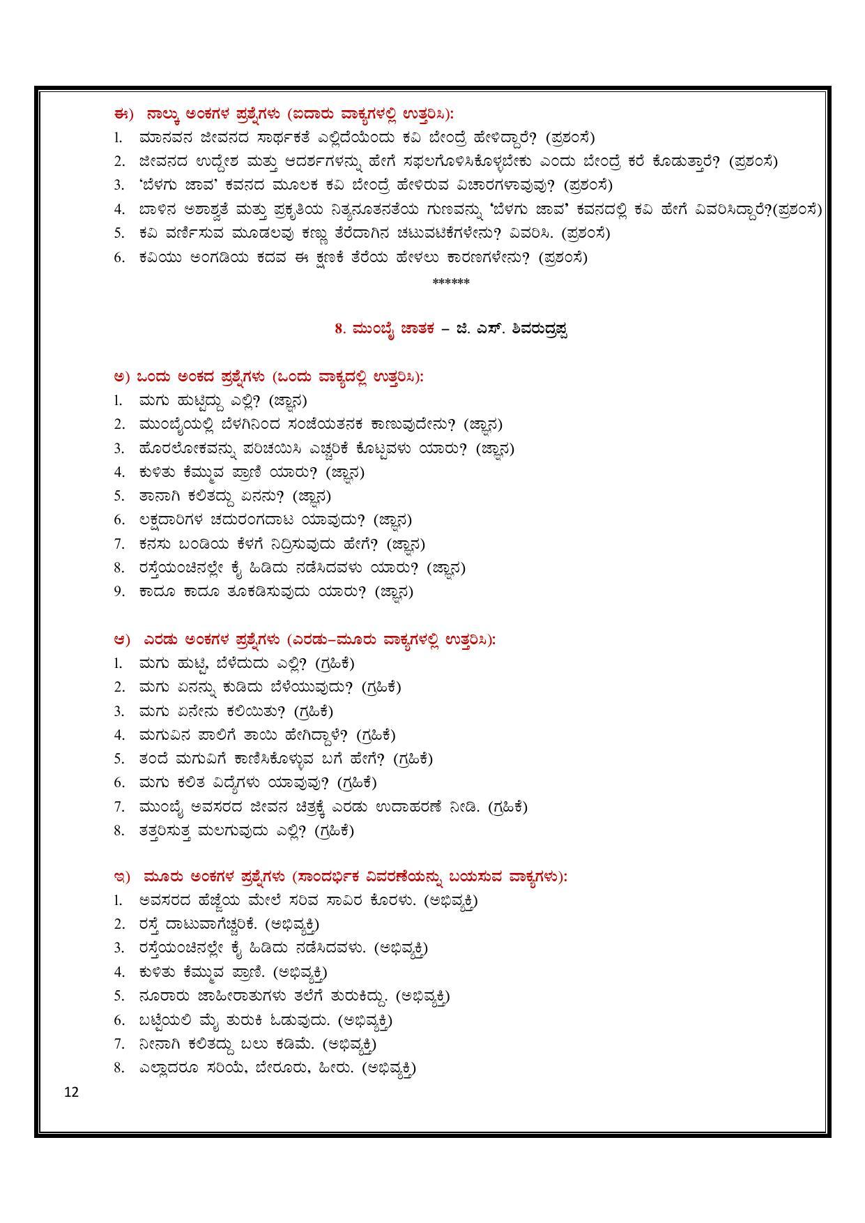 Karnataka 2nd PUC Question Bank for Kannada - Page 12
