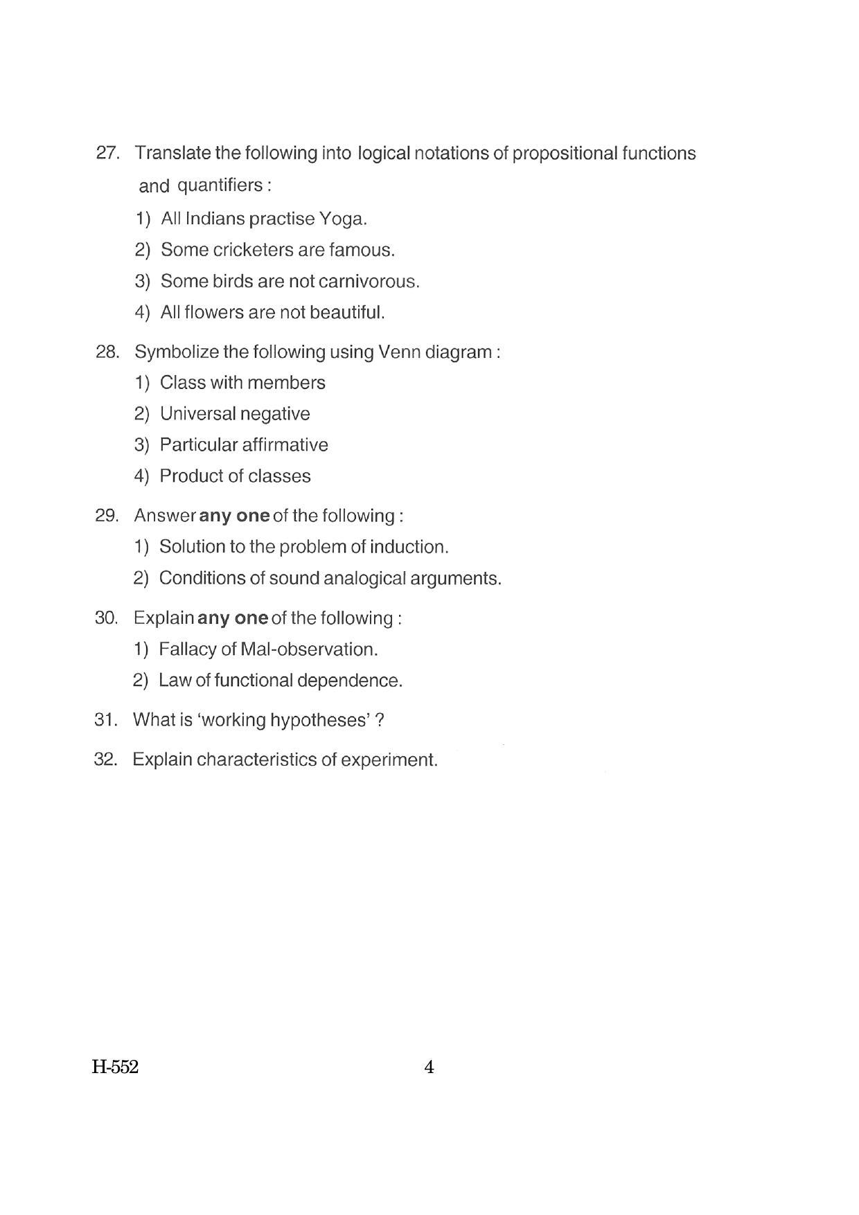 Goa Board Class 12 Logic (March 2019) Question Paper - Page 4