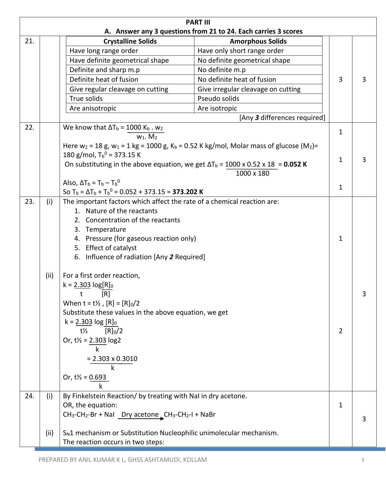 Kerala Plus Two 2022 Chemistry Answer Key - Page 3