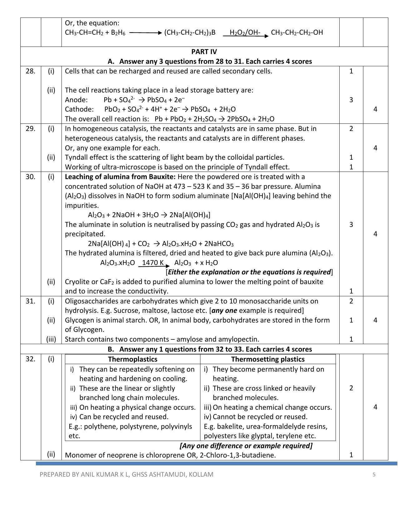 Kerala Plus Two 2022 Chemistry Answer Key - Page 5