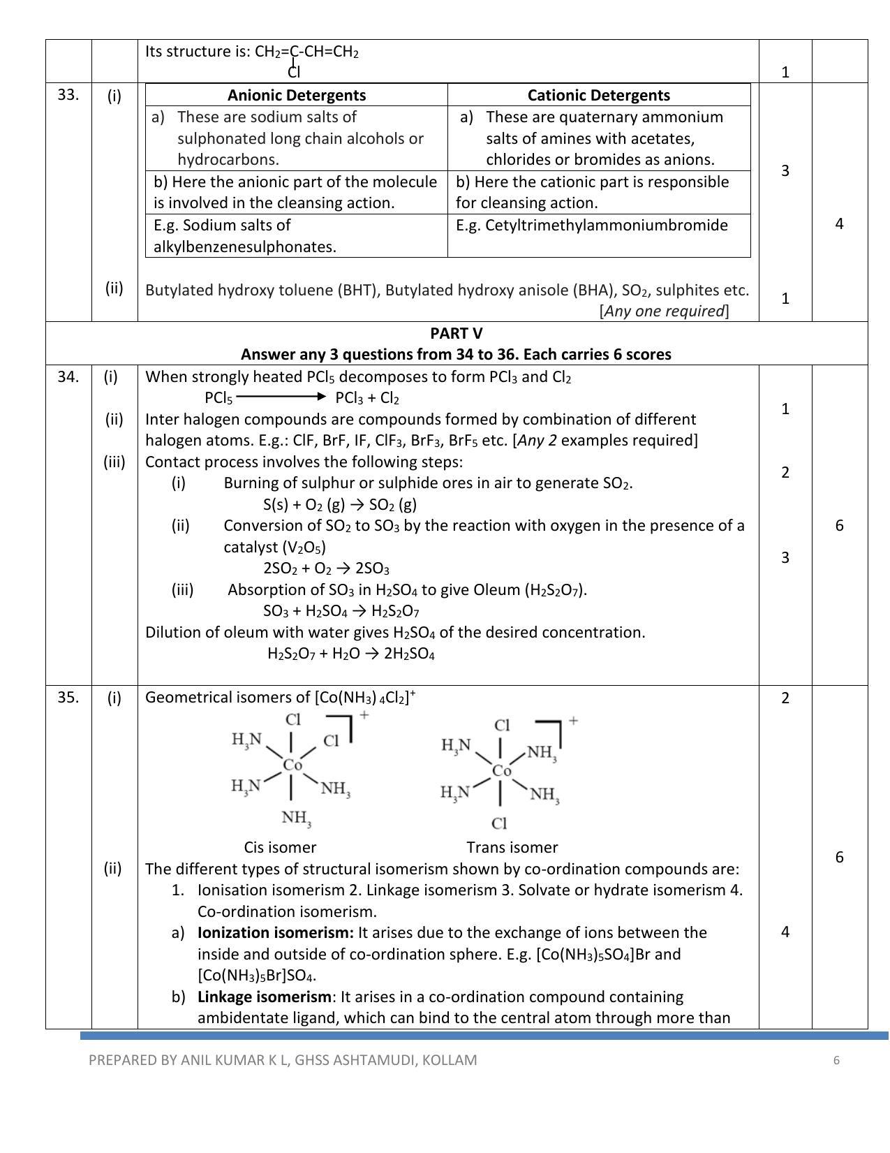 Kerala Plus Two 2022 Chemistry Answer Key - Page 6