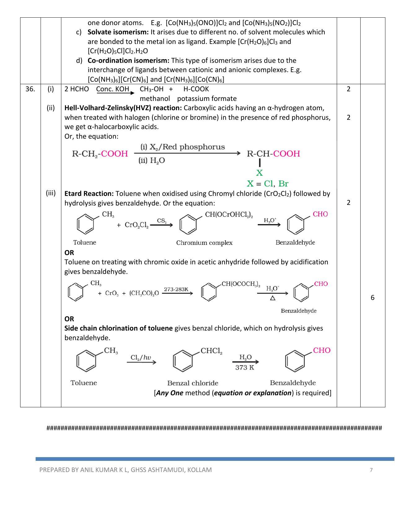 Kerala Plus Two 2022 Chemistry Answer Key - Page 7