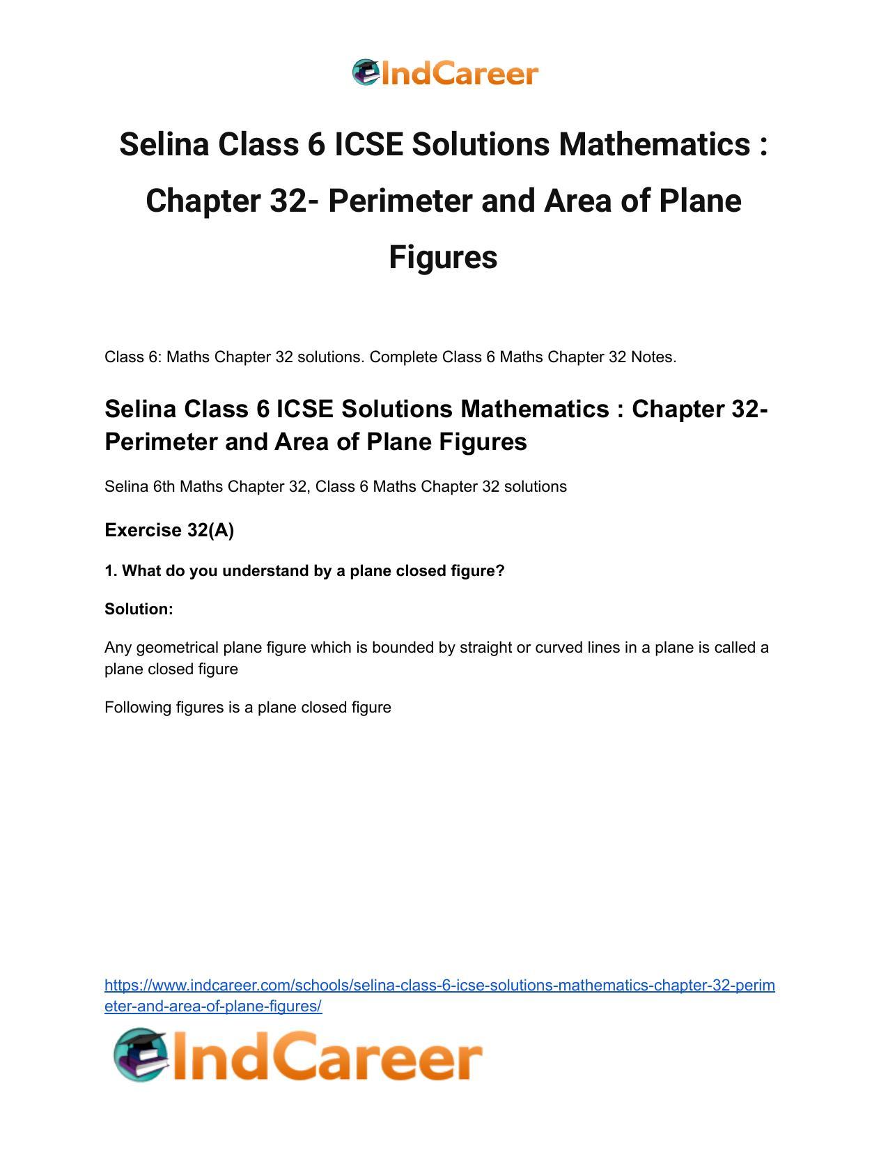 Selina Class 6 ICSE Solutions Mathematics : Chapter 32- Perimeter and Area of Plane Figures - Page 2