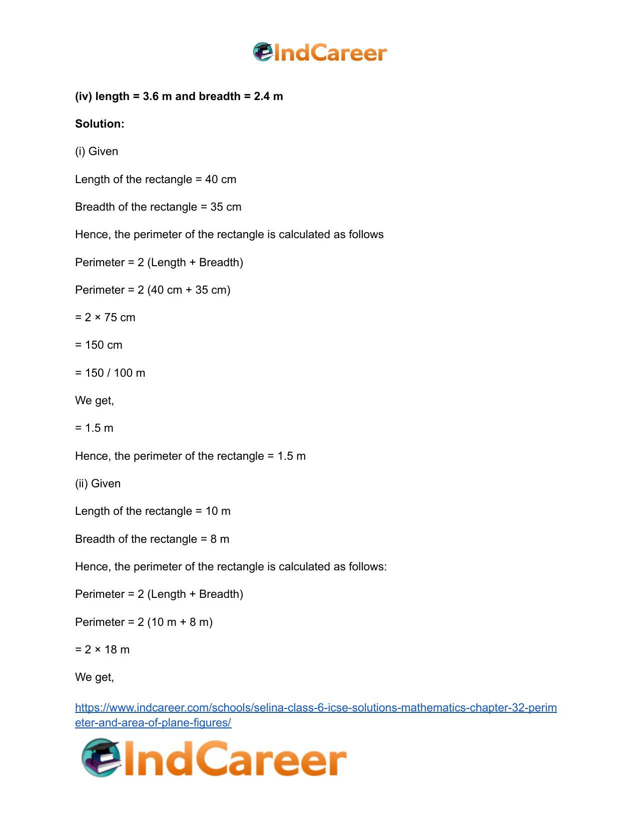 Selina Class 6 ICSE Solutions Mathematics : Chapter 32- Perimeter and Area of Plane Figures - Page 6