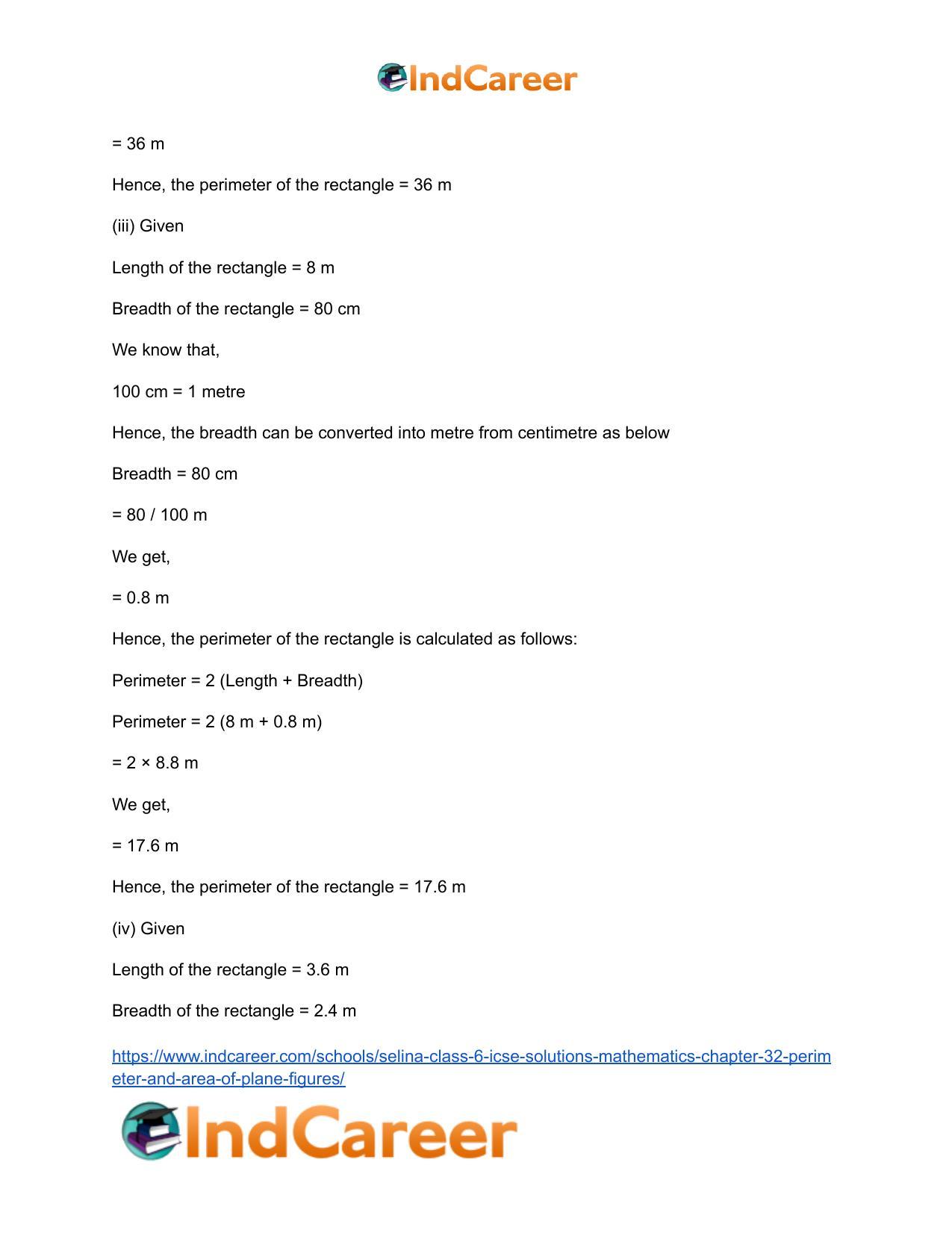 Selina Class 6 ICSE Solutions Mathematics : Chapter 32- Perimeter and Area of Plane Figures - Page 7