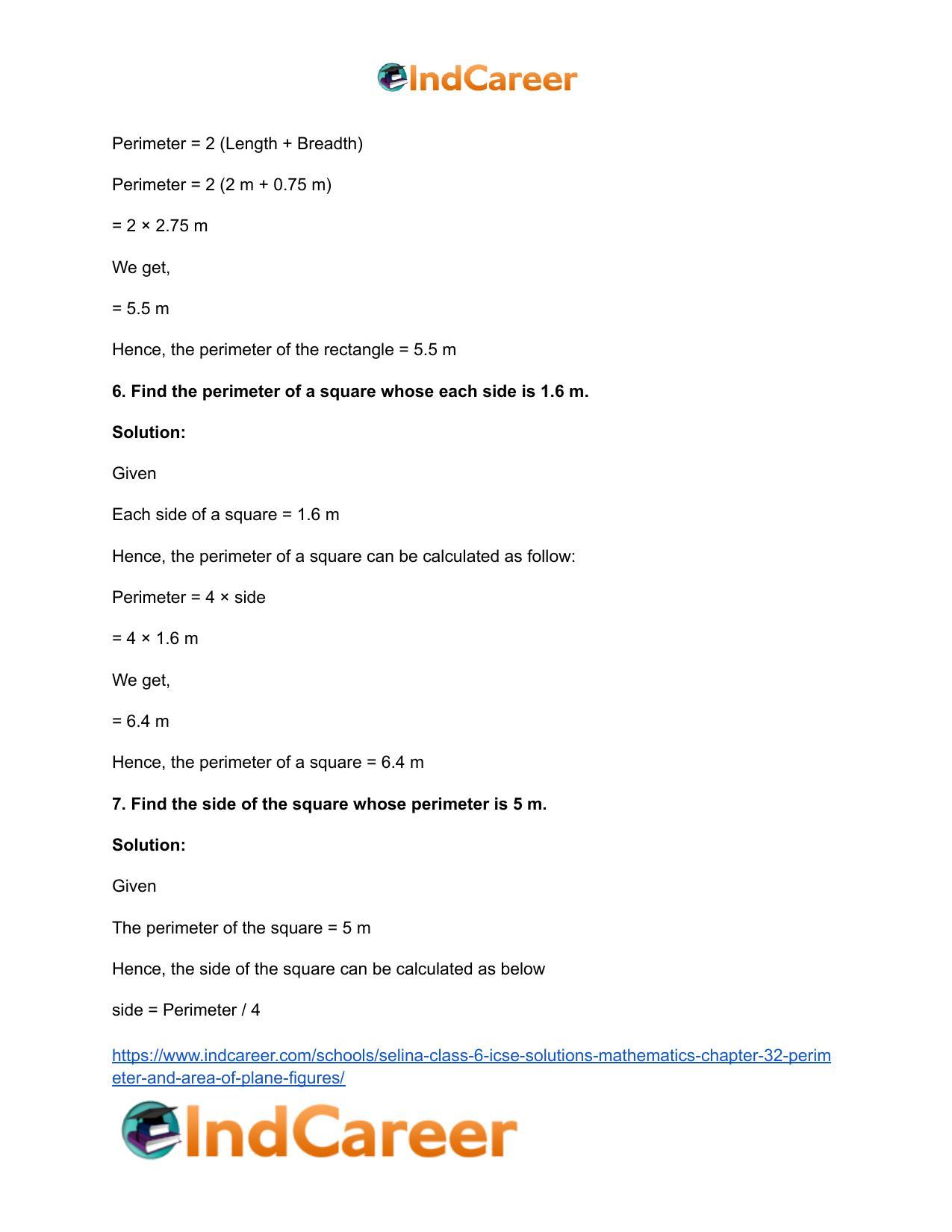 Selina Class 6 ICSE Solutions Mathematics : Chapter 32- Perimeter and Area of Plane Figures - Page 10