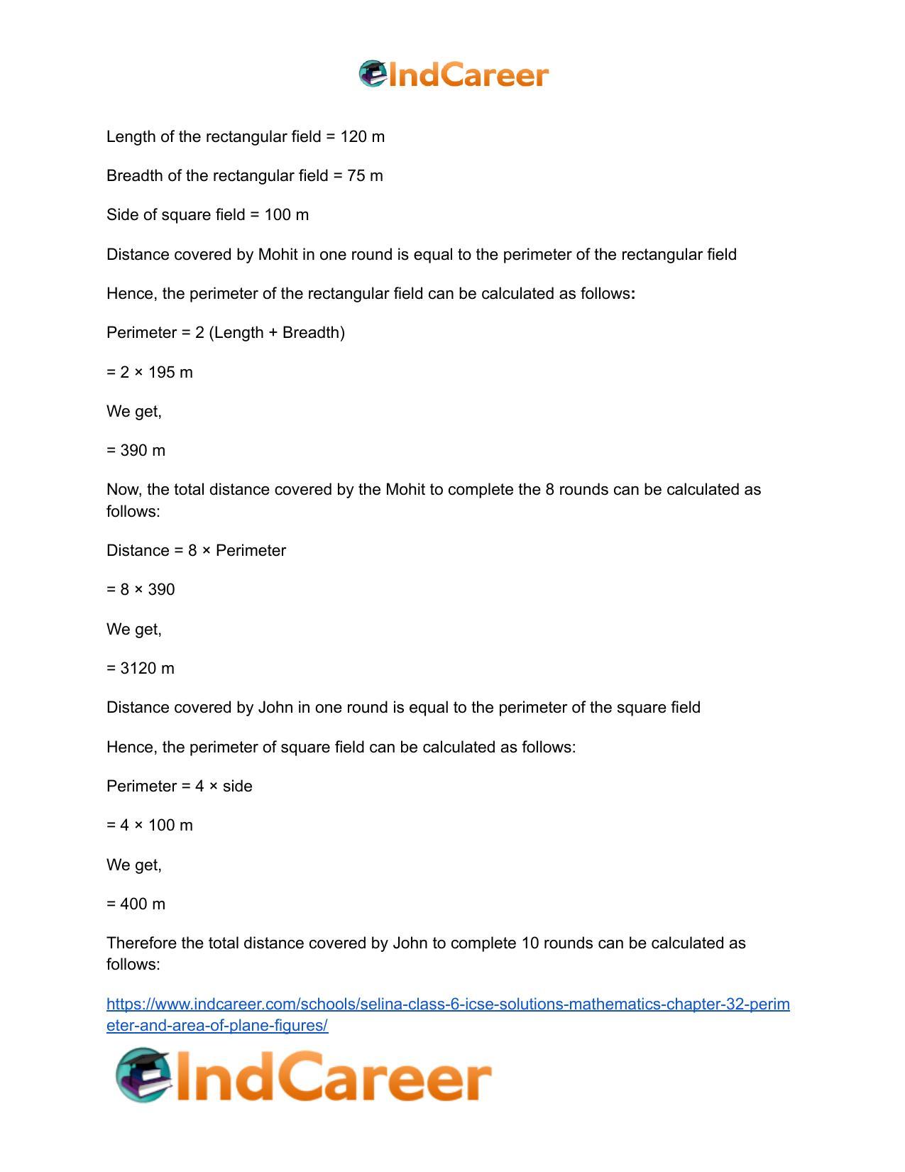 Selina Class 6 ICSE Solutions Mathematics : Chapter 32- Perimeter and Area of Plane Figures - Page 16