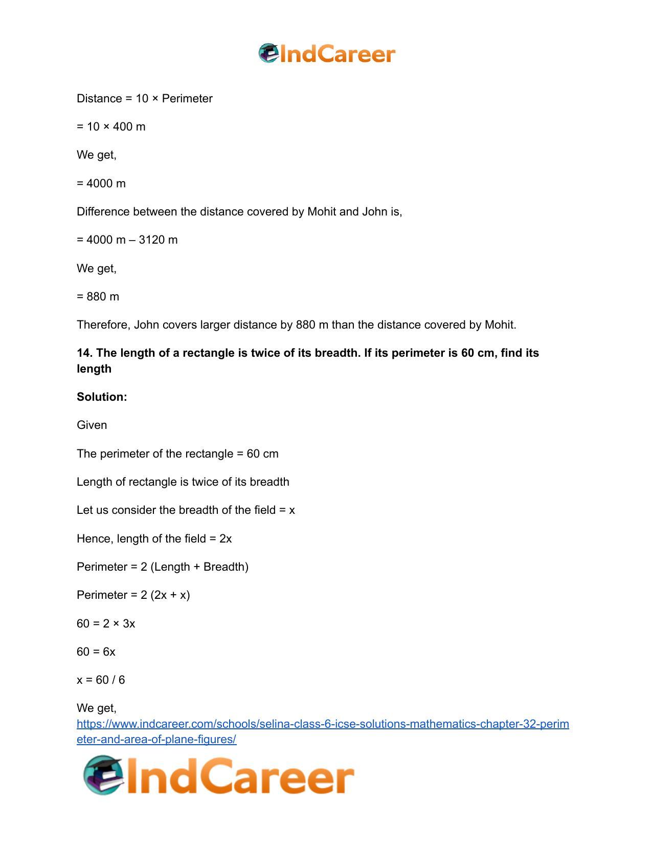 Selina Class 6 ICSE Solutions Mathematics : Chapter 32- Perimeter and Area of Plane Figures - Page 17