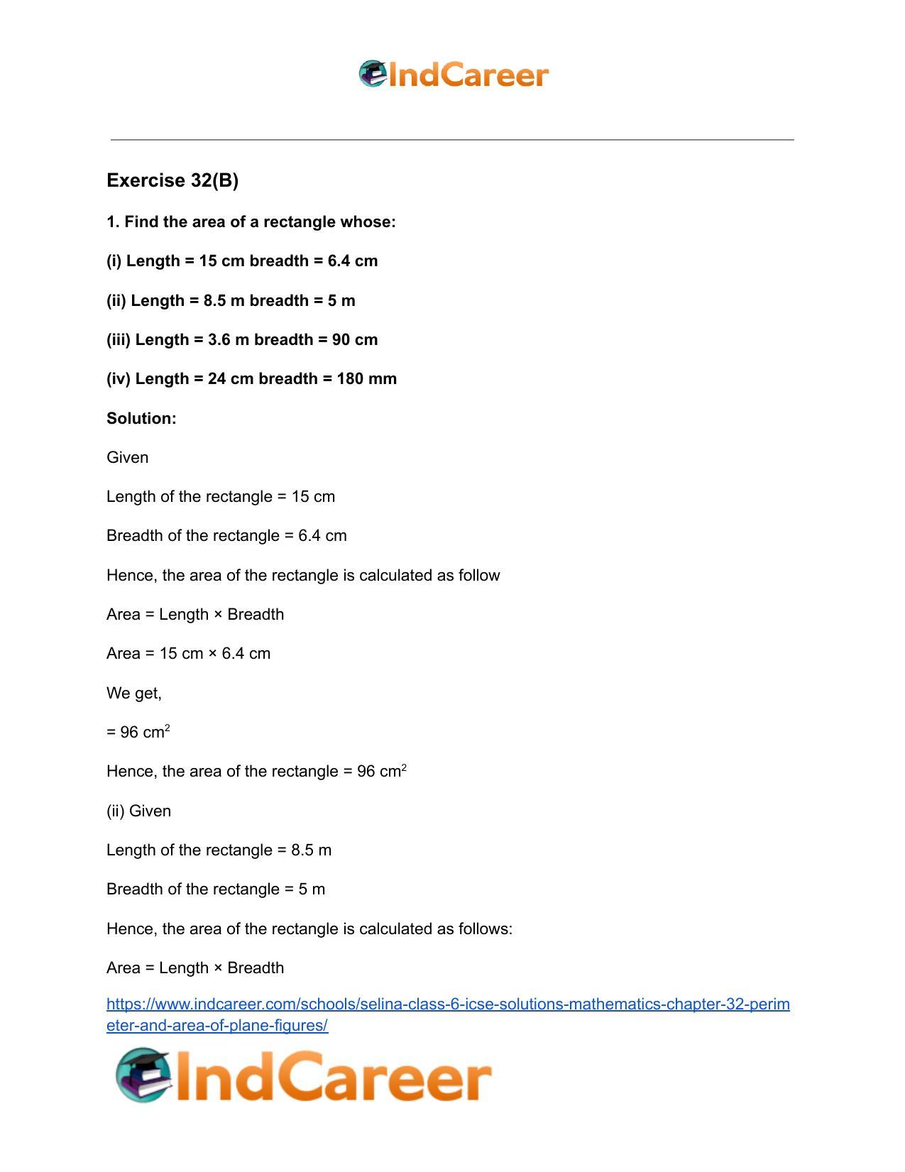 Selina Class 6 ICSE Solutions Mathematics : Chapter 32- Perimeter and Area of Plane Figures - Page 20