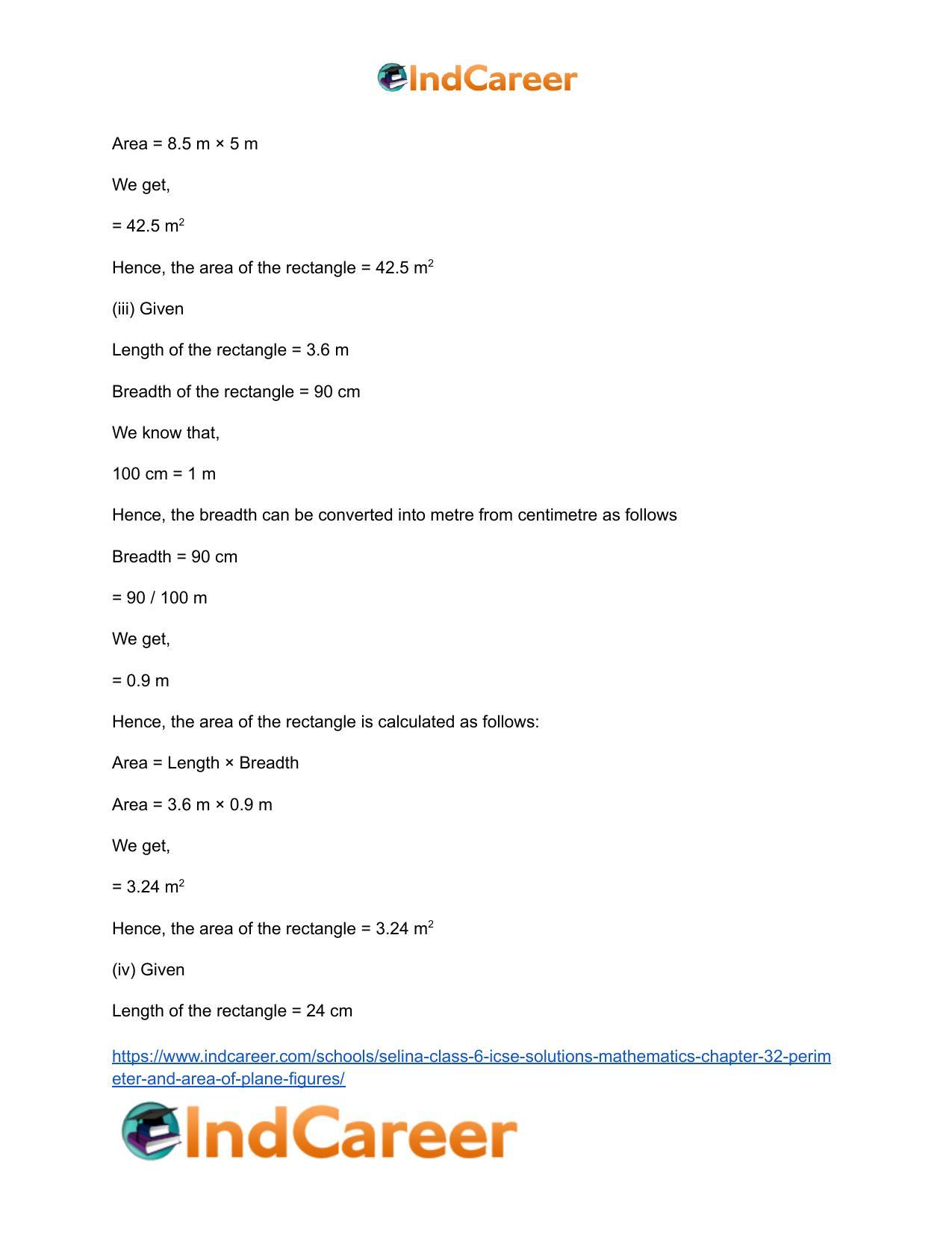 Selina Class 6 ICSE Solutions Mathematics : Chapter 32- Perimeter and Area of Plane Figures - Page 21