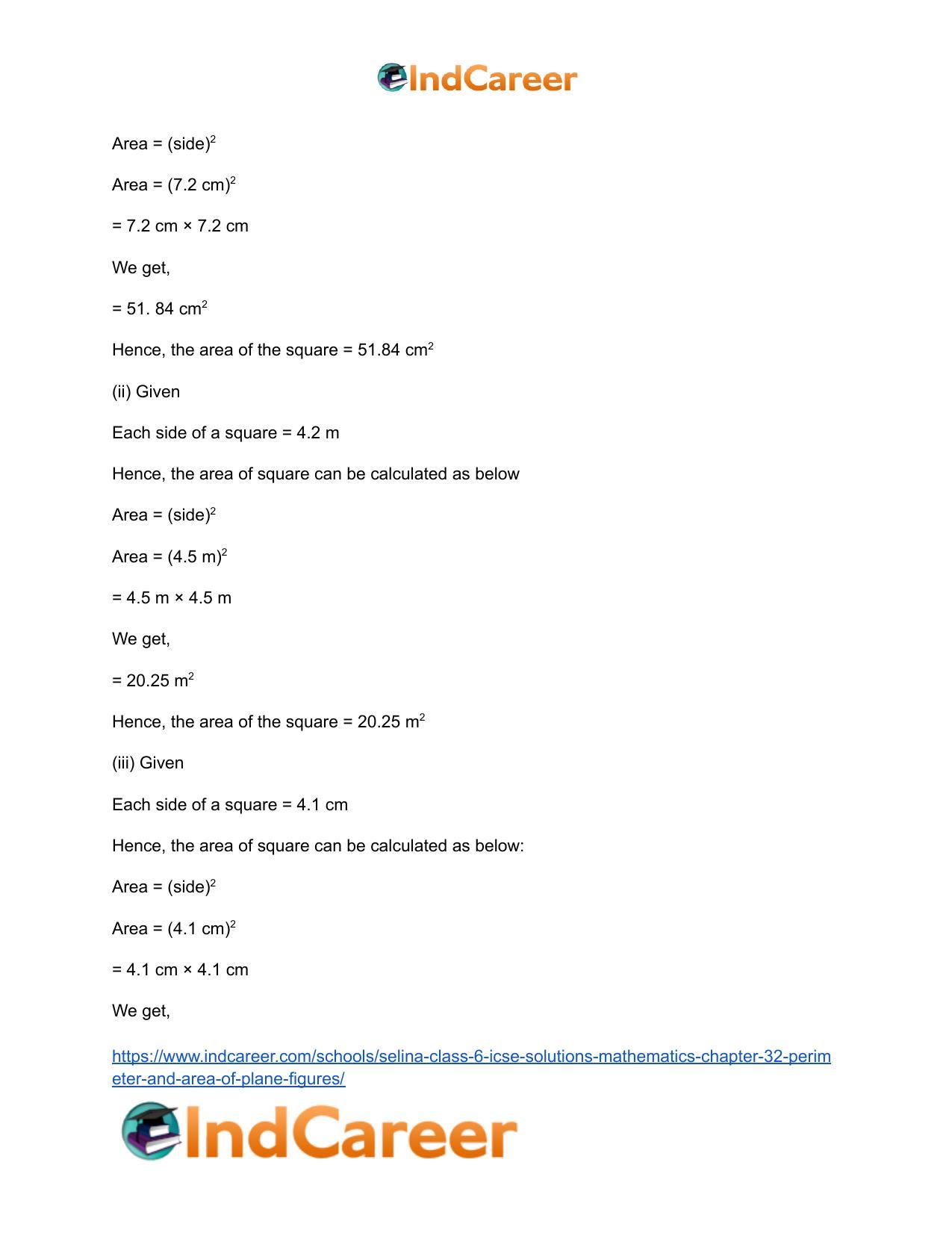 Selina Class 6 ICSE Solutions Mathematics : Chapter 32- Perimeter and Area of Plane Figures - Page 23
