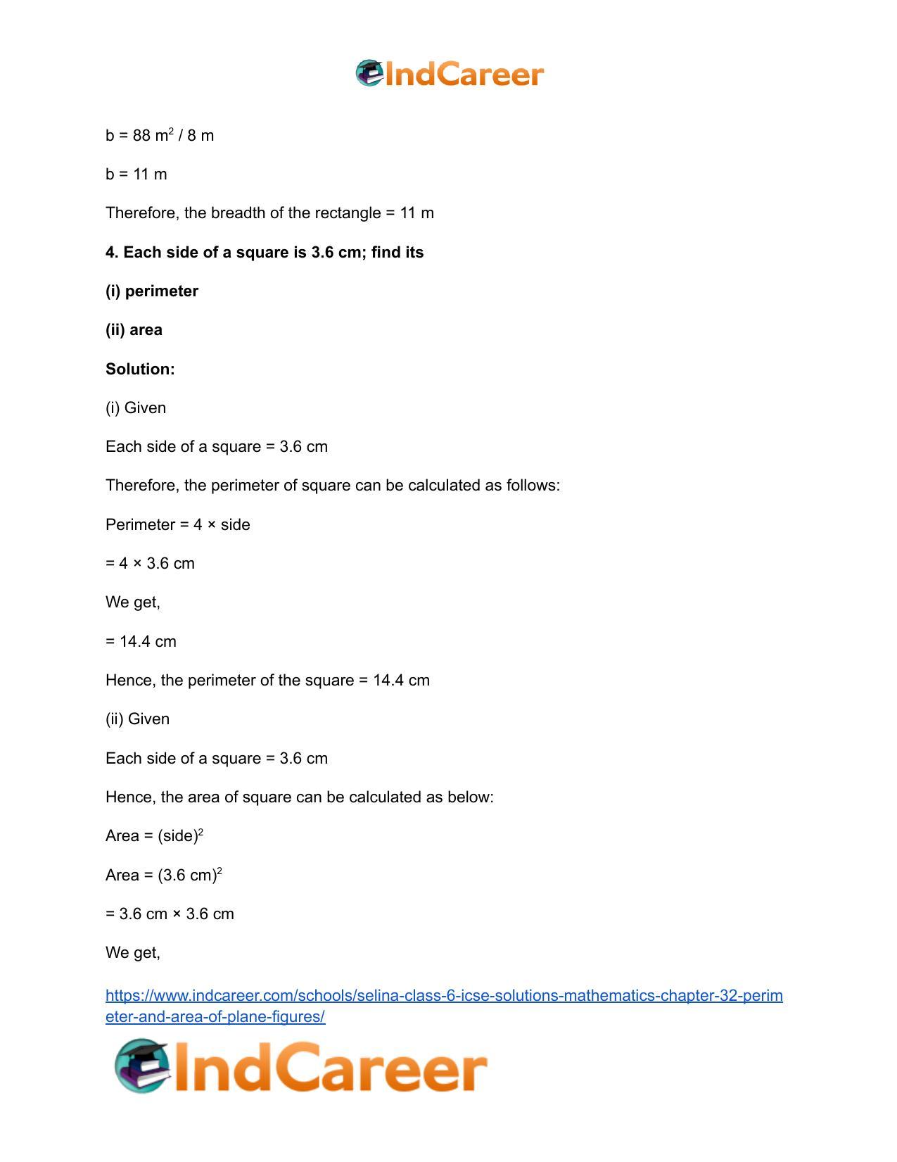Selina Class 6 ICSE Solutions Mathematics : Chapter 32- Perimeter and Area of Plane Figures - Page 25