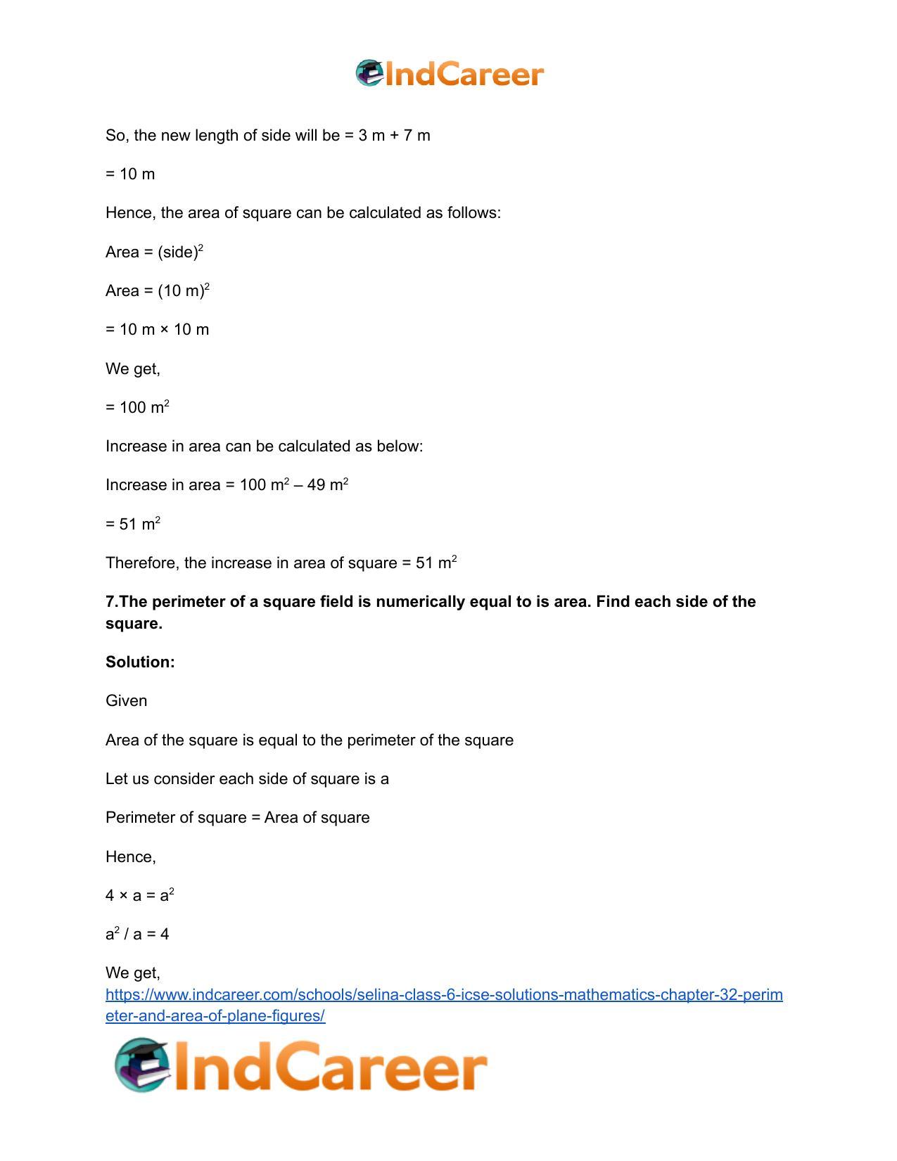 Selina Class 6 ICSE Solutions Mathematics : Chapter 32- Perimeter and Area of Plane Figures - Page 28