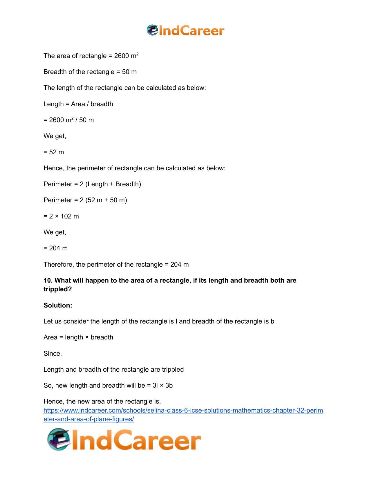 Selina Class 6 ICSE Solutions Mathematics : Chapter 32- Perimeter and Area of Plane Figures - Page 30