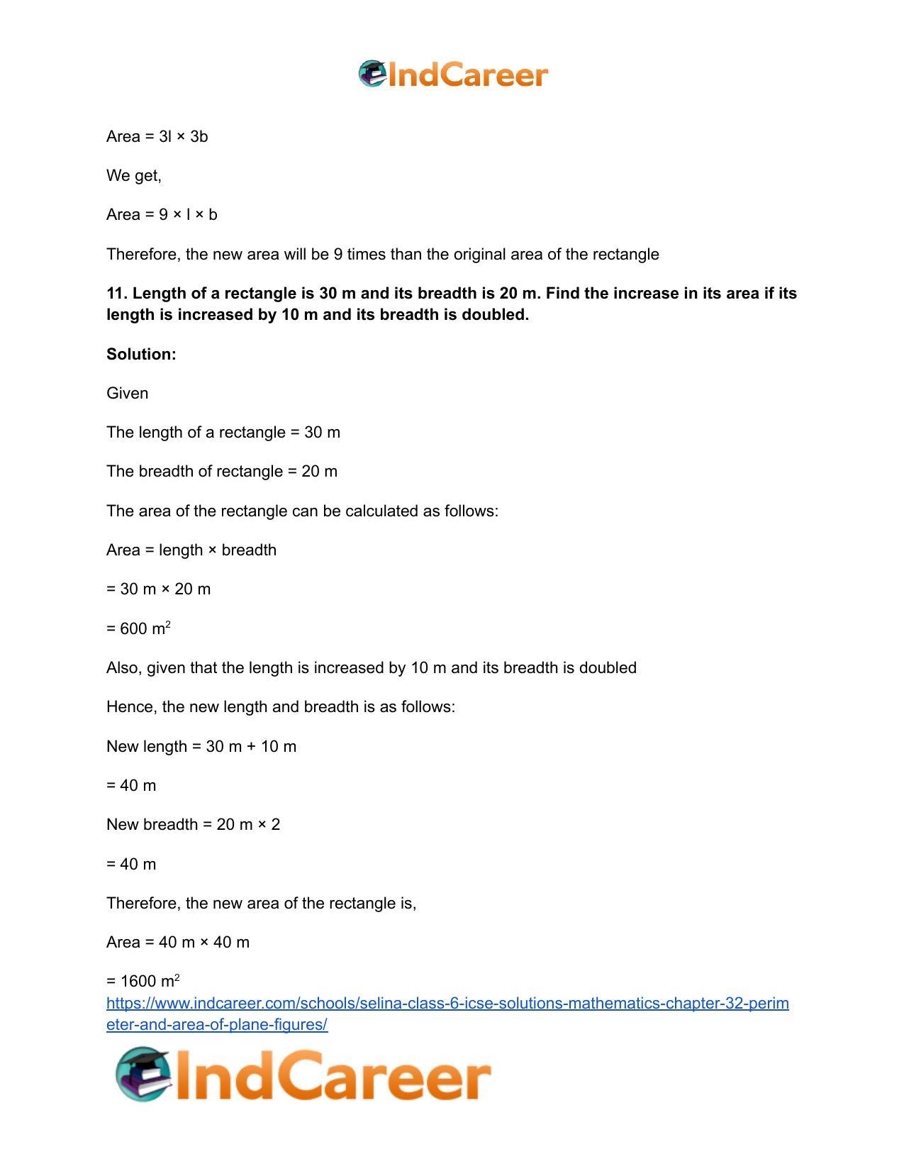 Selina Class 6 ICSE Solutions Mathematics : Chapter 32- Perimeter and Area of Plane Figures - Page 31