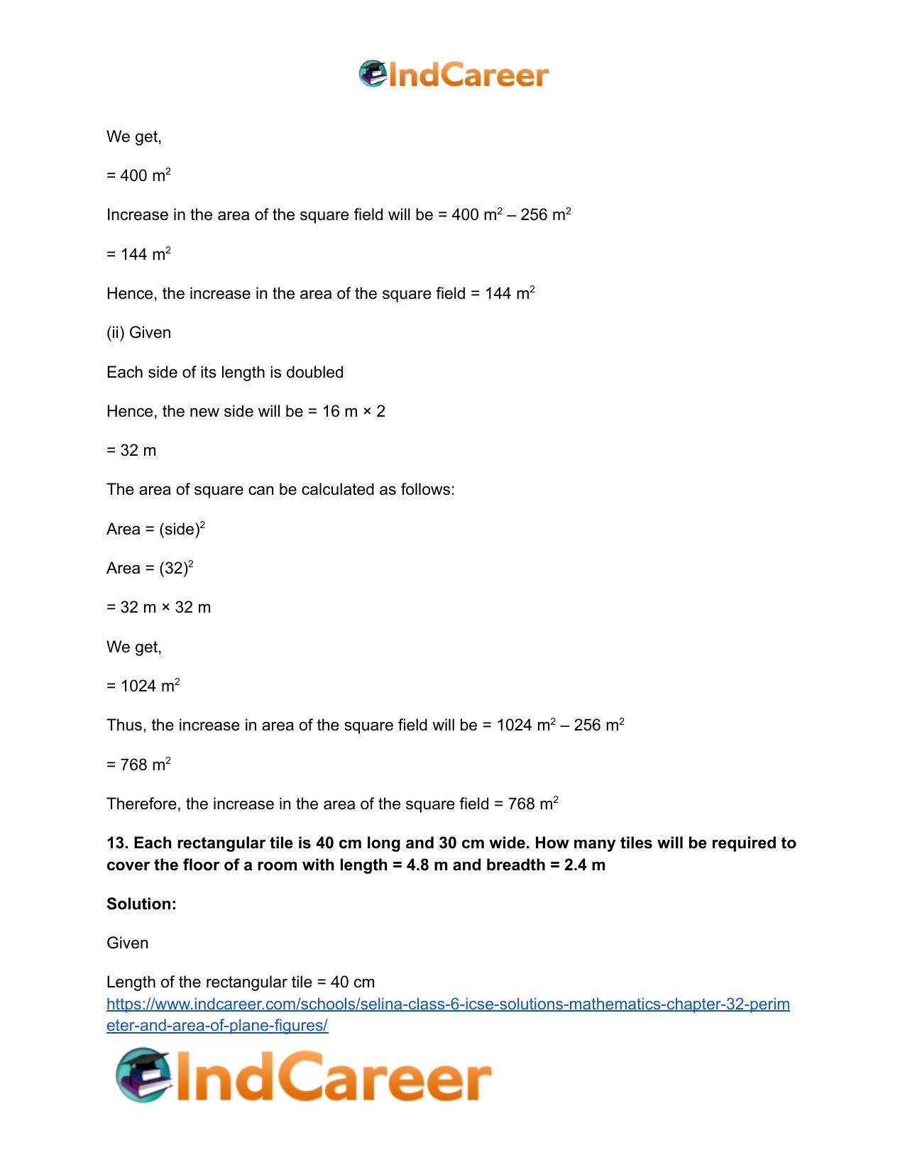 Selina Class 6 ICSE Solutions Mathematics : Chapter 32- Perimeter and Area of Plane Figures - Page 33