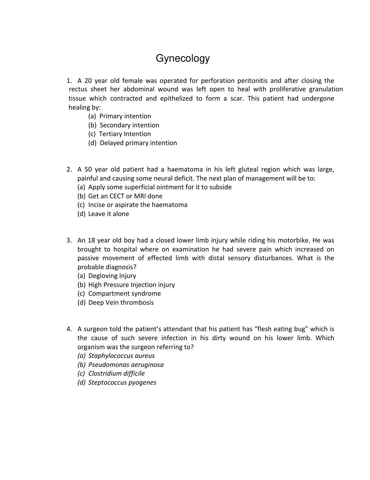INI CET Gynecology Practice Paper - Page 1