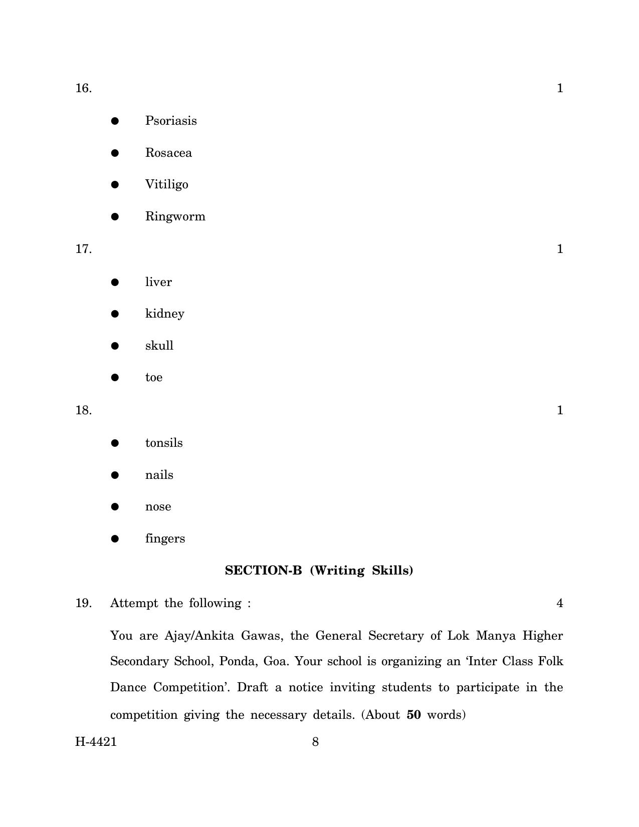 Goa Board Class 12 English II (March 2024) Question Paper - Page 8
