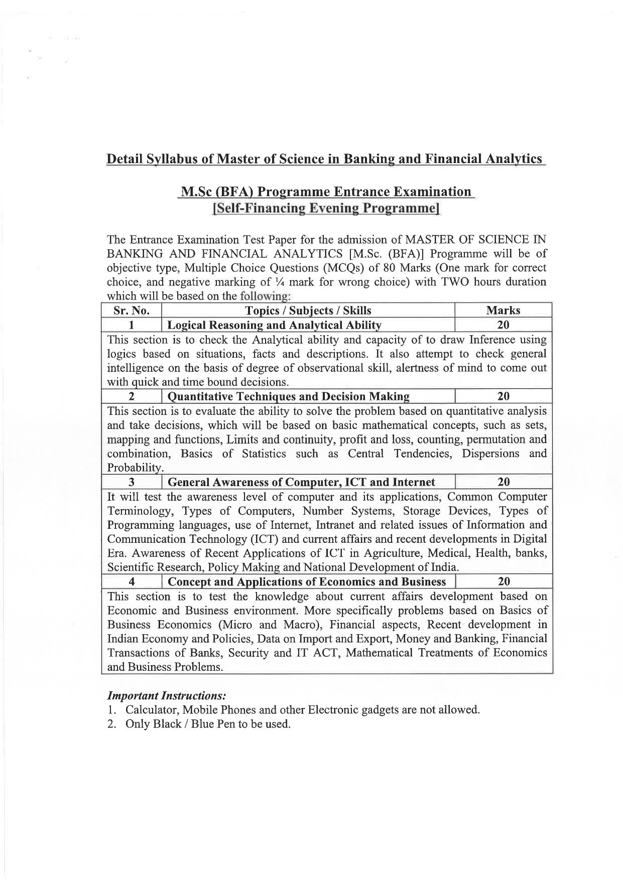 JMI Entrance Exam M80-M.Sc.(Banking and Financial Analytics) (Self-financed) Syllabus - Page 2