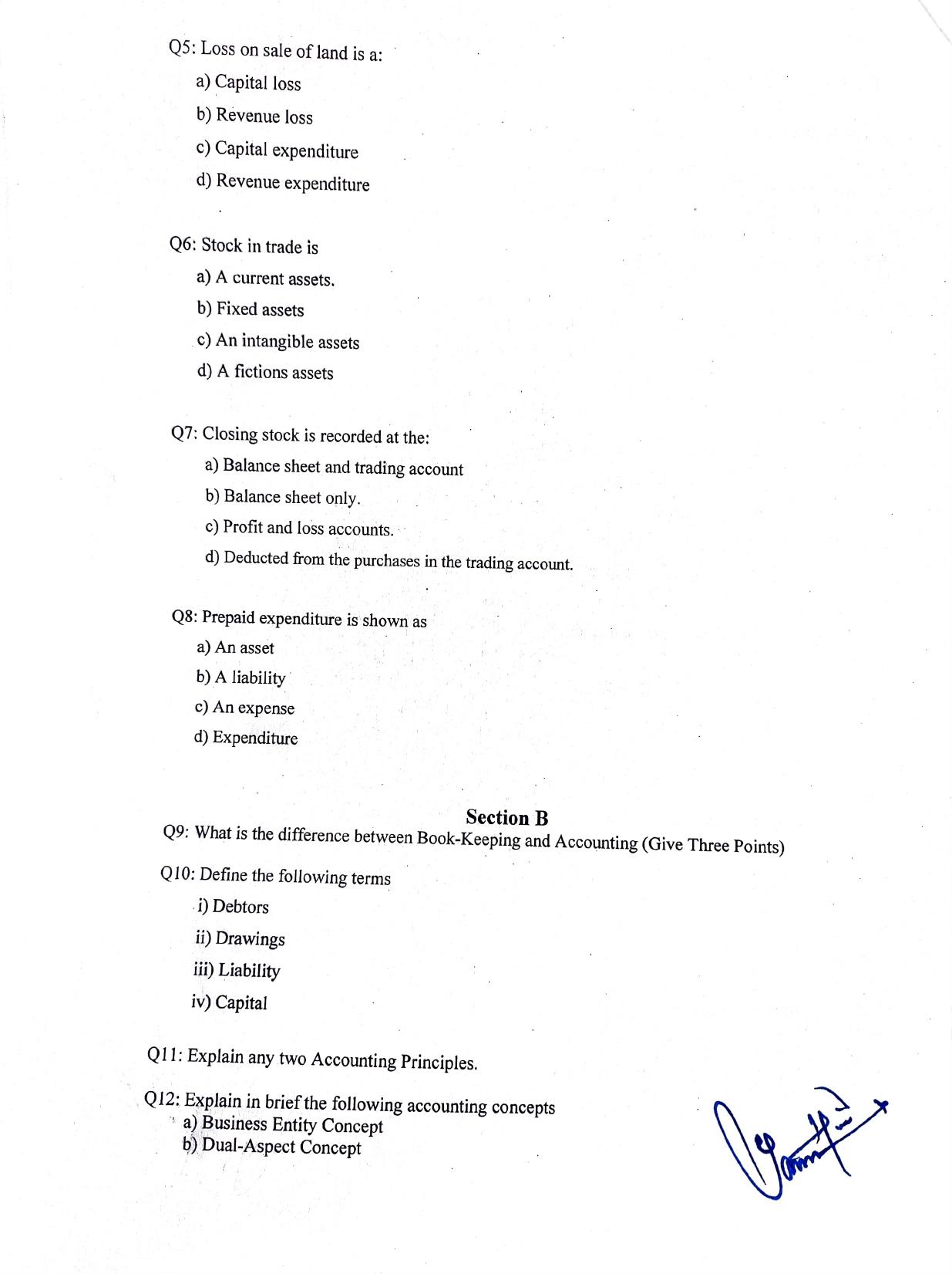 JKBOSE Class 11 Accountancy Model Question Paper - Page 2